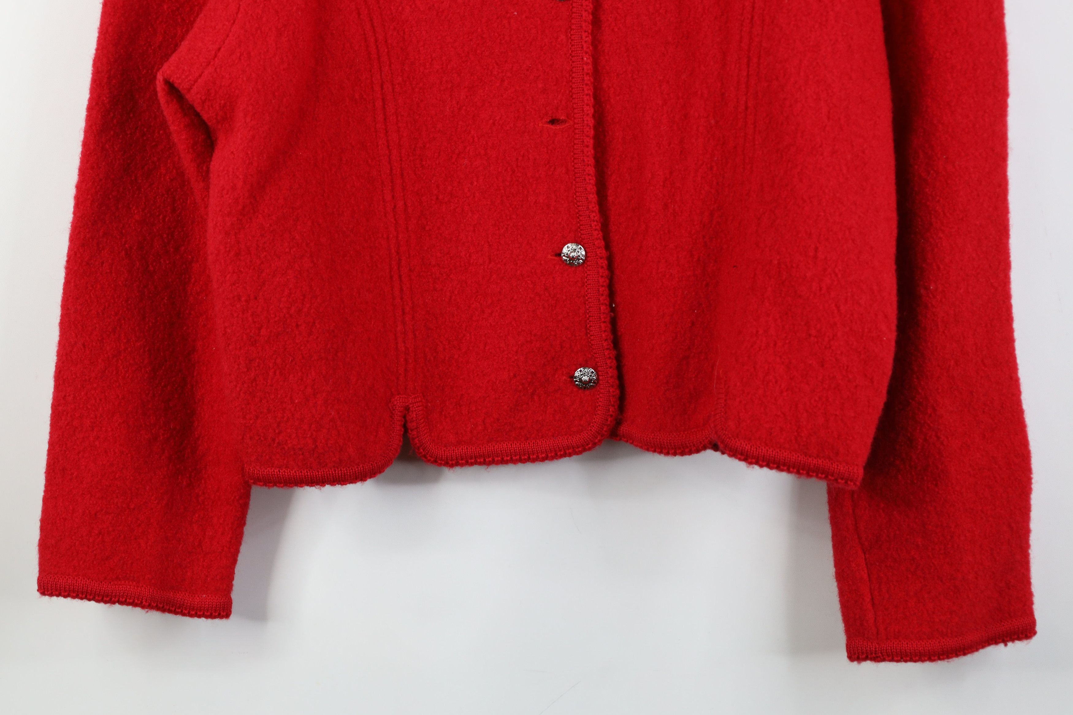 Orvis Vintage 90s Orvis Boiled Wool Cardigan Sweater Red Size L / US 10 / IT 46 - 3 Thumbnail