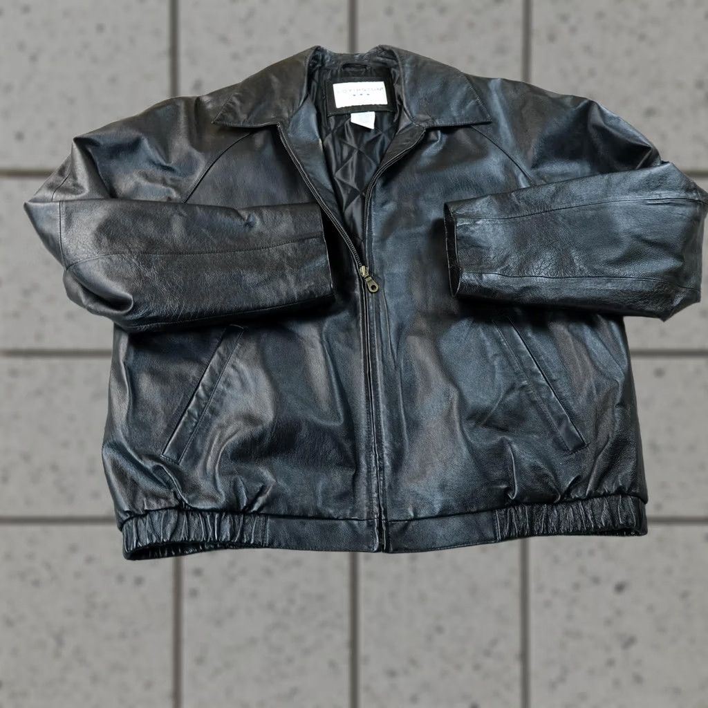 Vintage VINTAGE Covington Jacket Mens L Black Leather Bomber Full Zip Coat Aviator Motorcycle Size US L / EU 52-54 / 3 - 1 Thumbnail