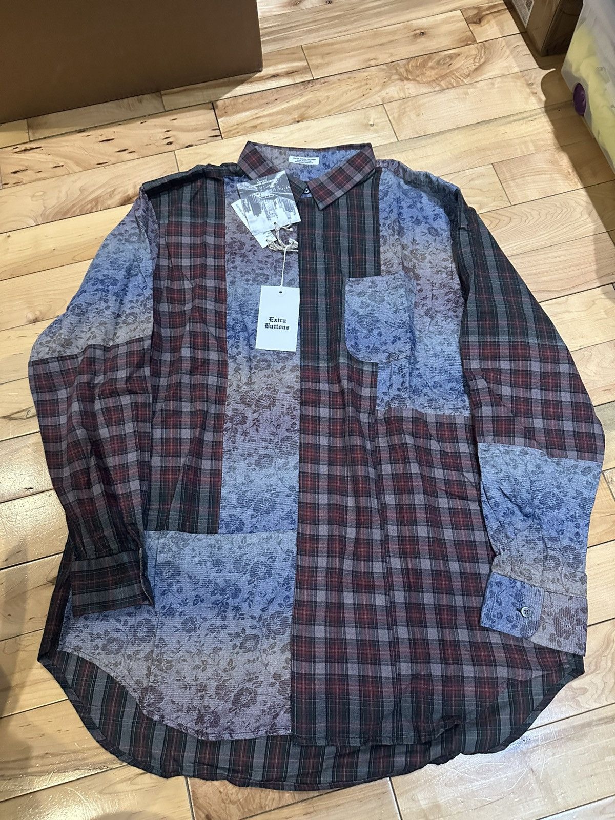 Engineered Garments Patchwork Plaid Floral Long Sleeve Button Up Shirt Size US M / EU 48-50 / 2 - 1 Thumbnail
