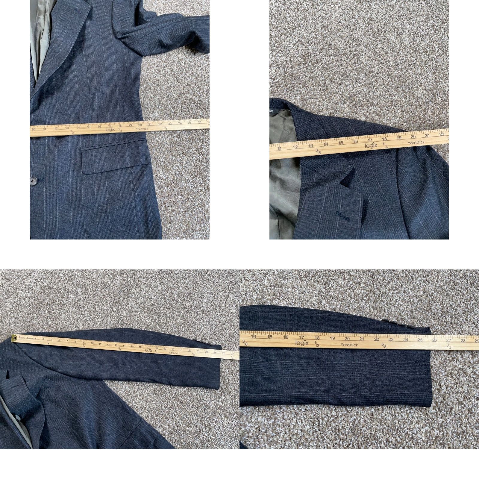 Ralph Lauren VINTAGE Ralph Lauren Chaps Wool Check 2 Button Blazer Men's 40 Dark Blue USA Size 40R - 8 Thumbnail