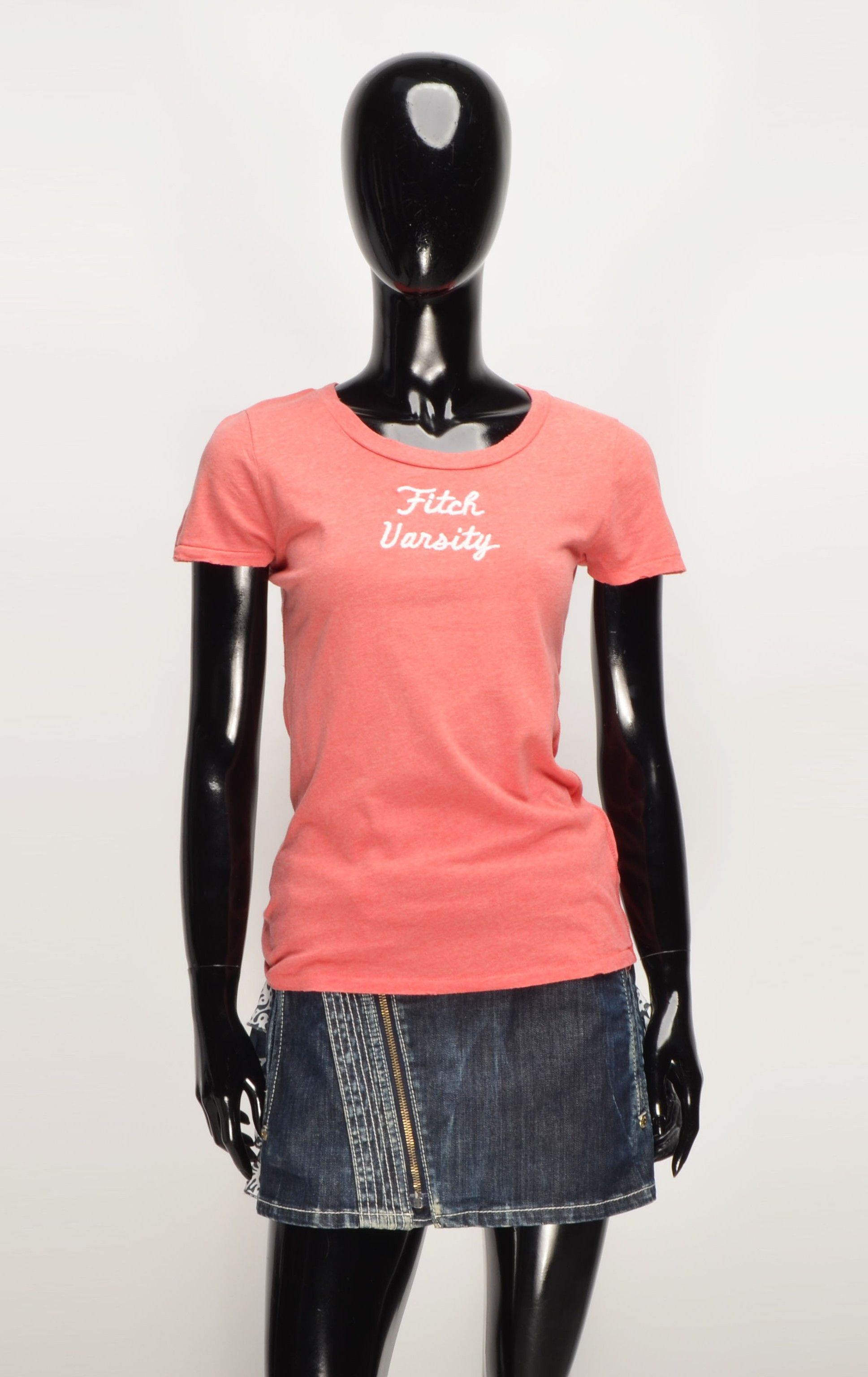 Abercrombie & Fitch Abercrombie & Fitch Y2K Fitch Varsity Coral Distressed Tee Size S / US 4 / IT 40 - 1 Thumbnail