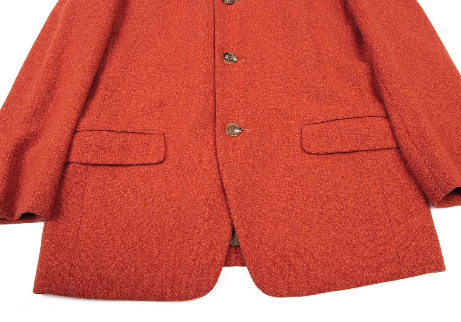 Issey Miyake Wool Band Collar Flap Pocket Jacket in Orange, Size M Size US M / EU 48-50 / 2 - 9 Thumbnail