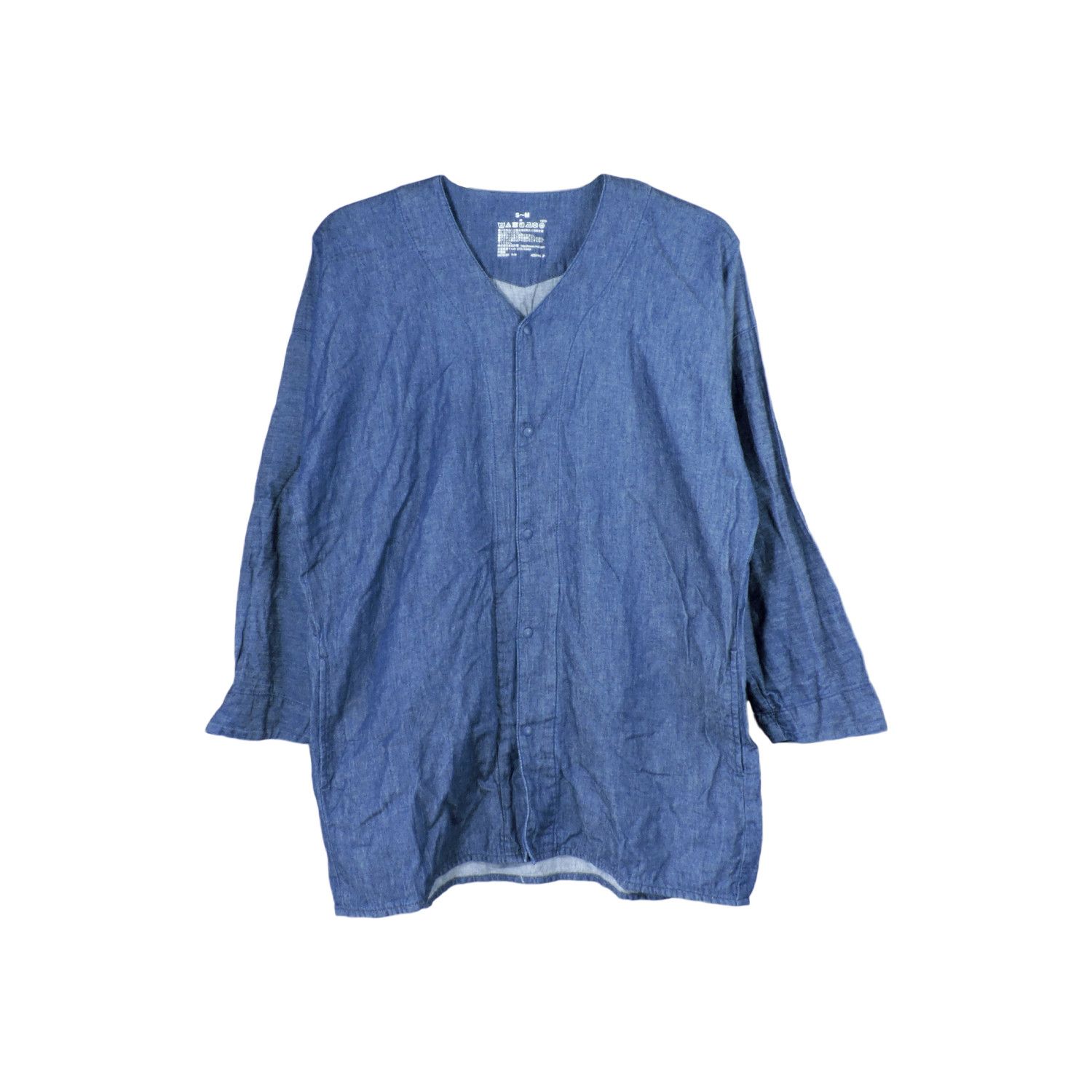 Muji MUJI INDIGO COLLARLESS DENIM LONG SLEEVE SHIRT Size US M / EU 48-50 / 2 - 1 Thumbnail