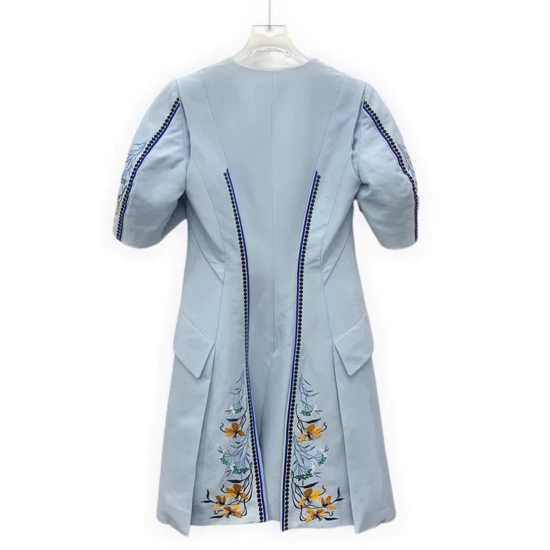 Dior Dior Light blue floral embroidered cotton short-sleeved ja Size XXS / US 00 / IT 34 - 2 Thumbnail