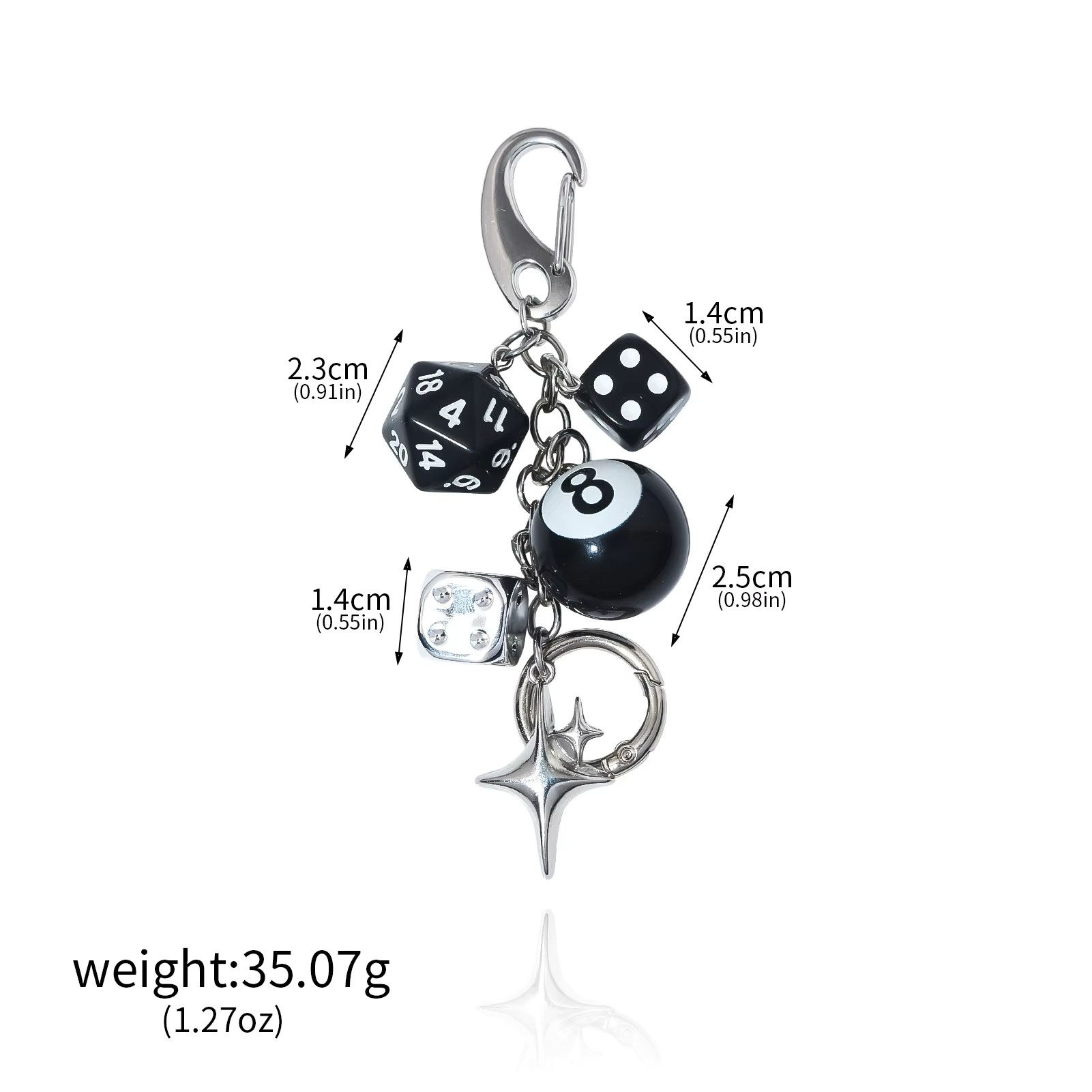 Jewelry Star Alloy Waist Charms Dice Keychain Size ONE SIZE - 8 Thumbnail