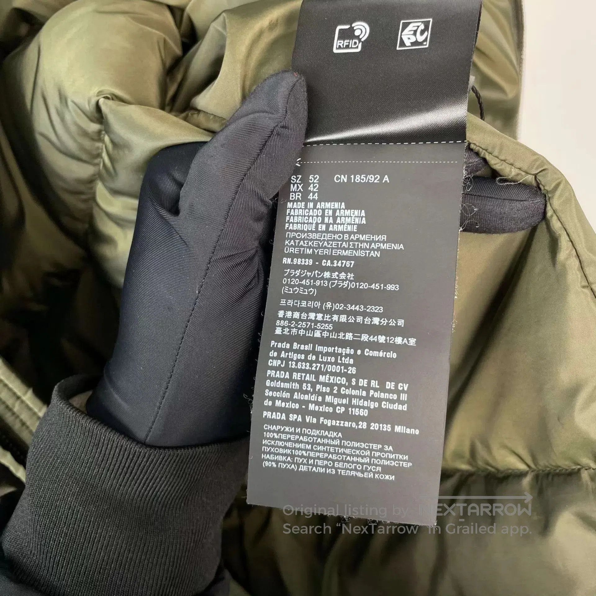 Prada Green Puffer Jacket Size L. Size US L / EU 52-54 / 3 - 7 Thumbnail