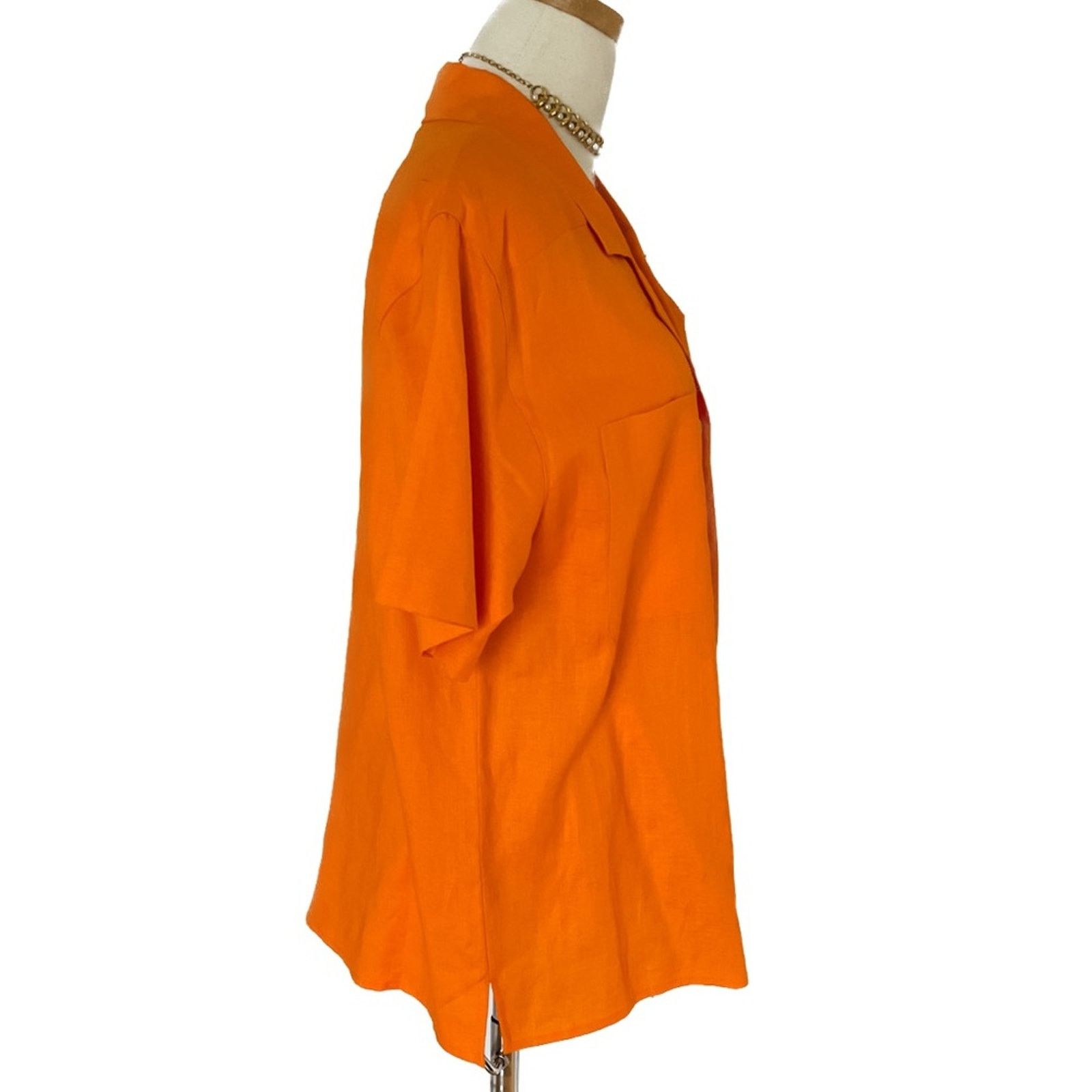 Vintage Vintage 90s 100% linen orange button-down blouse size 14 Size XL / US 12-14 / IT 48-50 - 7 Thumbnail