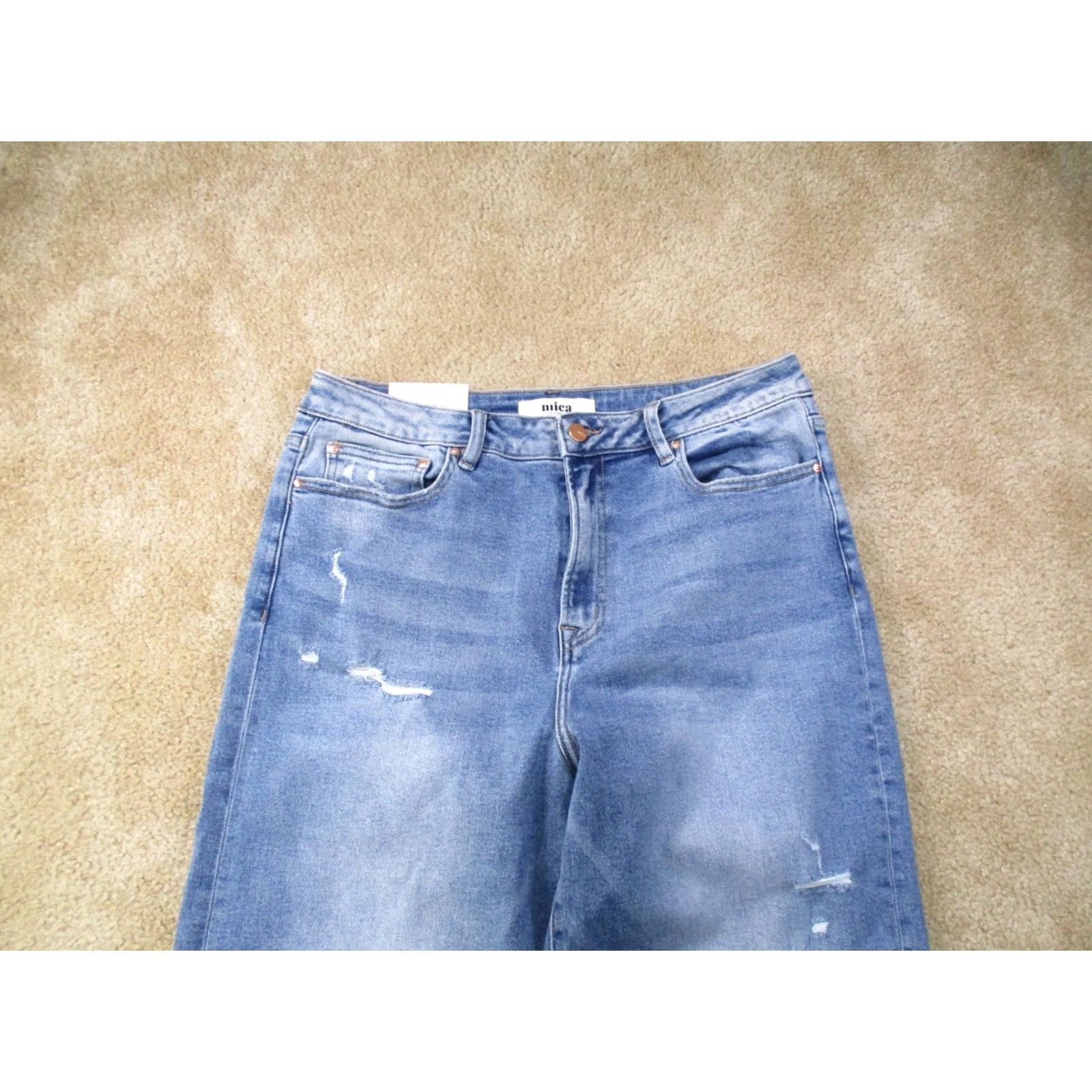 Vintage Mica Jeans Women's 31 High Rise Wide-Leg Denim Blue 5-Pocket Stretch Regular Inseam 31 Modern Bohemian Classic Size 24" / US 00 / IT 34 - 3 Thumbnail