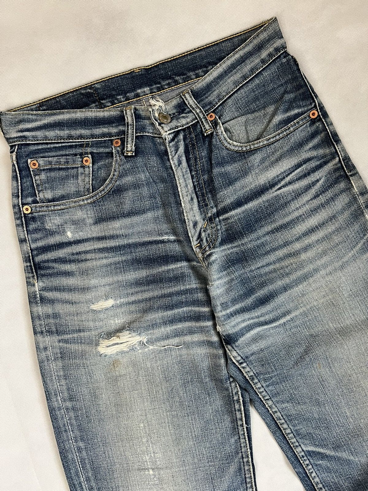 LVC × Levi's Vintage Clothing Vintage 90's Levis Distressed And Aging Karakuri Denim Size US 29 - 12 Thumbnail