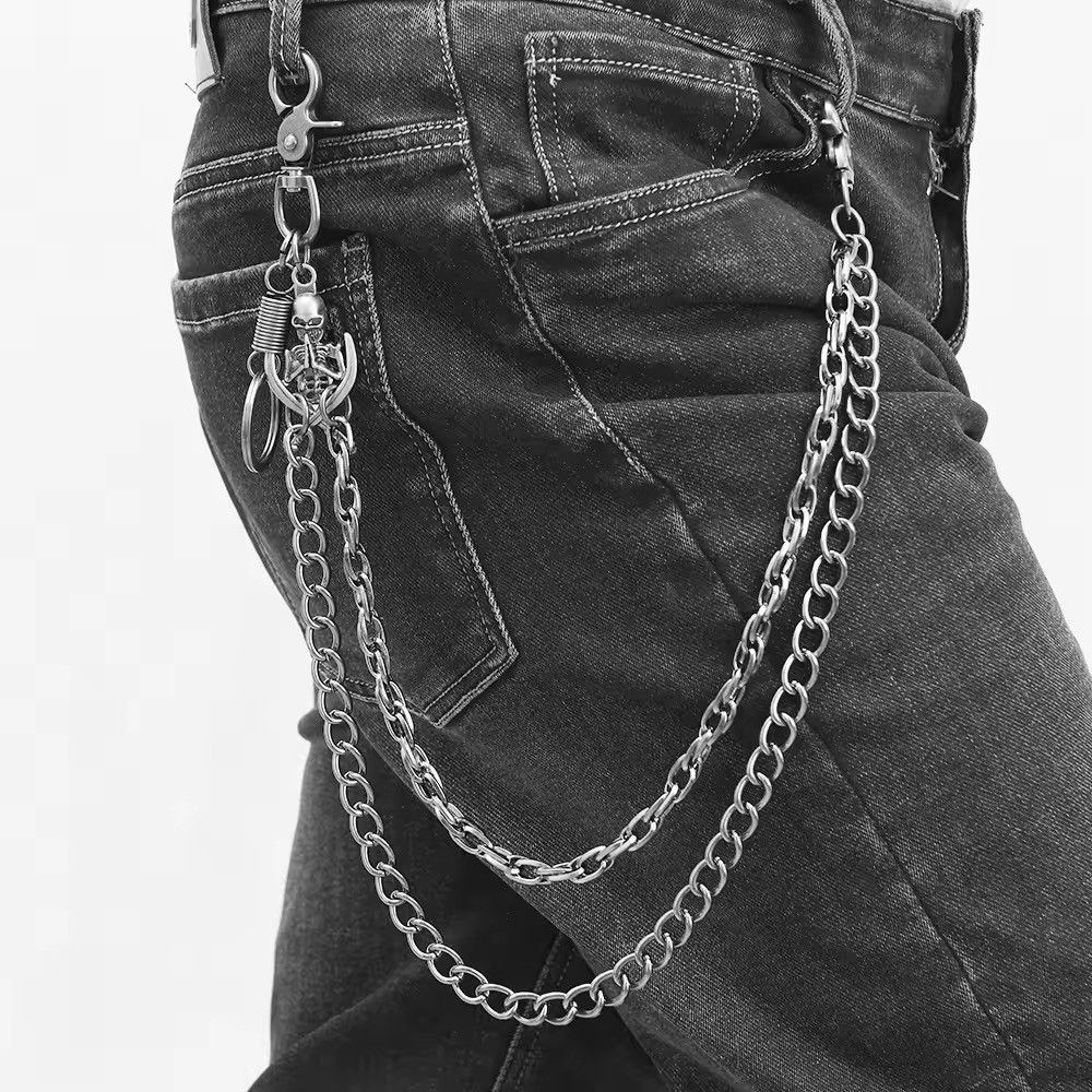Jewelry Hip hop punk skull pendant multi-layer pants chain Size ONE SIZE - 4 Thumbnail