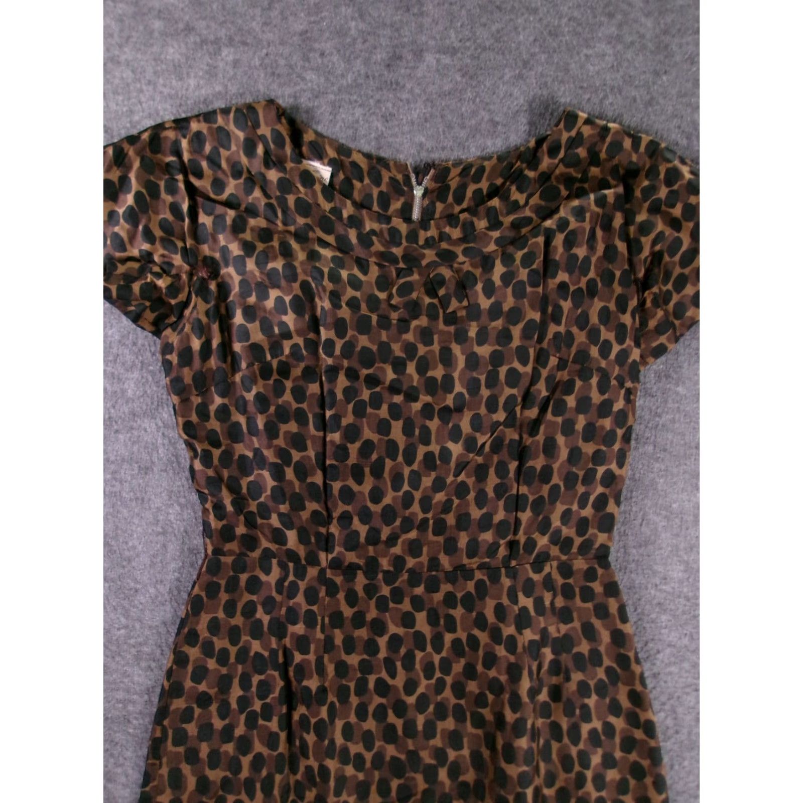 Vintage VINTAGE Nelson Caine Dress Women 12 Brown Black Polka Dot Cap Sleeve Sheath 60s Mens Women? Size XL / US 12-14 / IT 48-50 - 2 Thumbnail