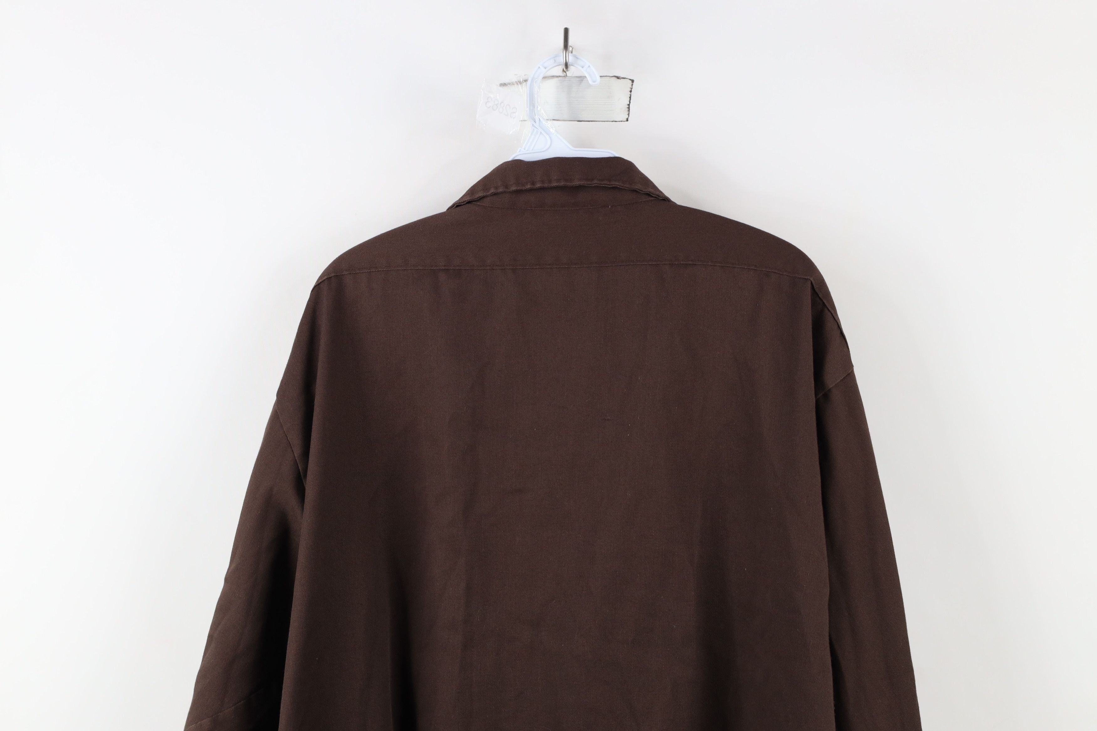 Dickies × Vintage Vintage 90s Dickies Workwear Mechanic Button Shirt Brown USA Size US L / EU 52-54 / 3 - 12 Thumbnail