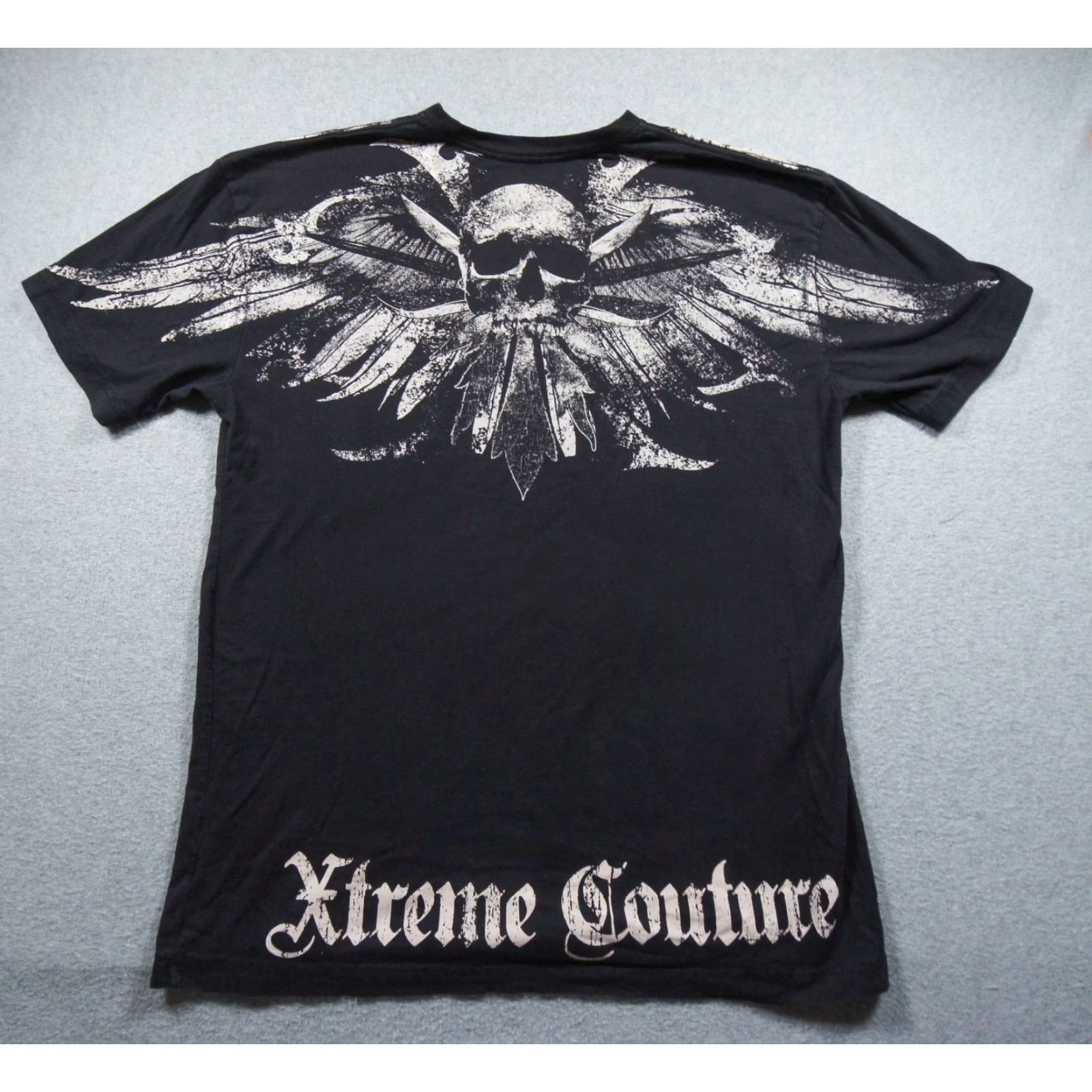 Vintage Xtreme Couture Shirt Mens XL Black Grunge Goth Skate Graphic Tee Skull Wings Size US XL / EU 56 / 4 - 3 Thumbnail