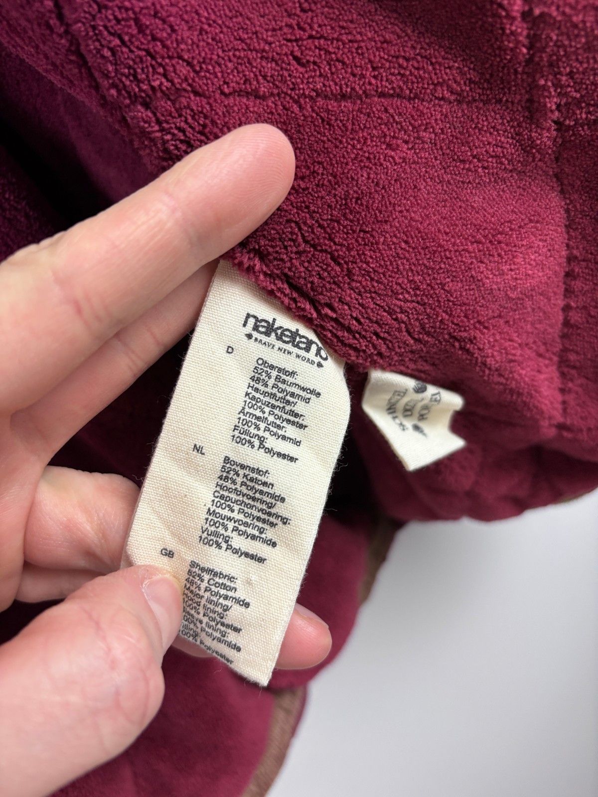 Naketano Womens Naketano Full Zip Warm Hooded Jacket Burgundy Size L Size L / US 10 / IT 46 - 10 Thumbnail