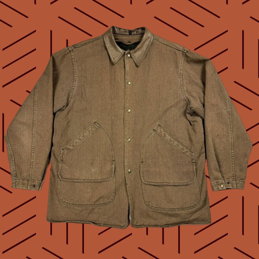 Vintage VINTAGE Woolrich Southwest Aztec Wool Blanket Lined Denim Chore Coat XL Mens Barn Jacket Size US XL / EU 56 / 4 - 1 Thumbnail