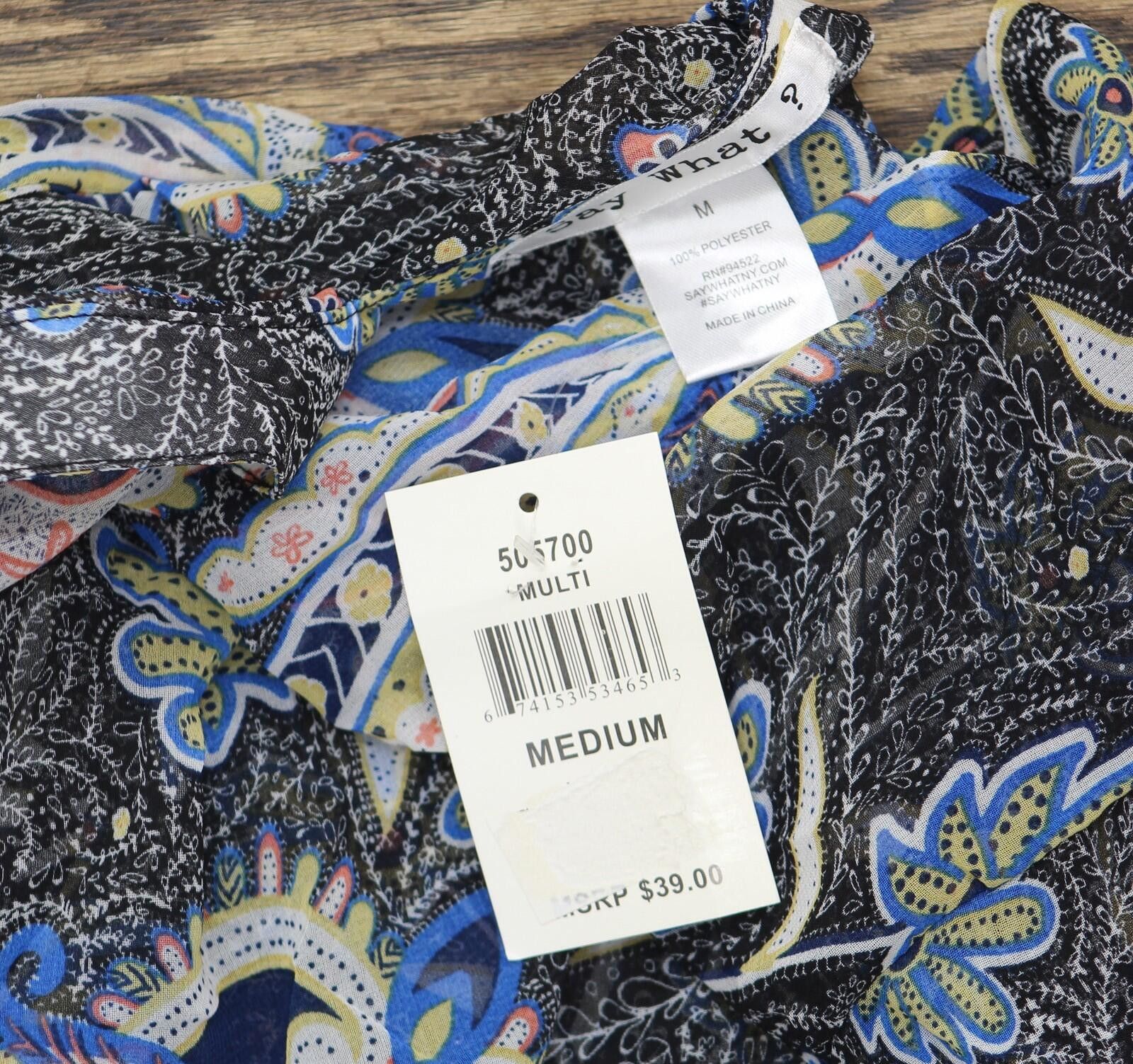 Other Nwt Say What? Paisley Kimono Woven Top Black Multi M Size M / US 6-8 / IT 42-44 - 3 Thumbnail
