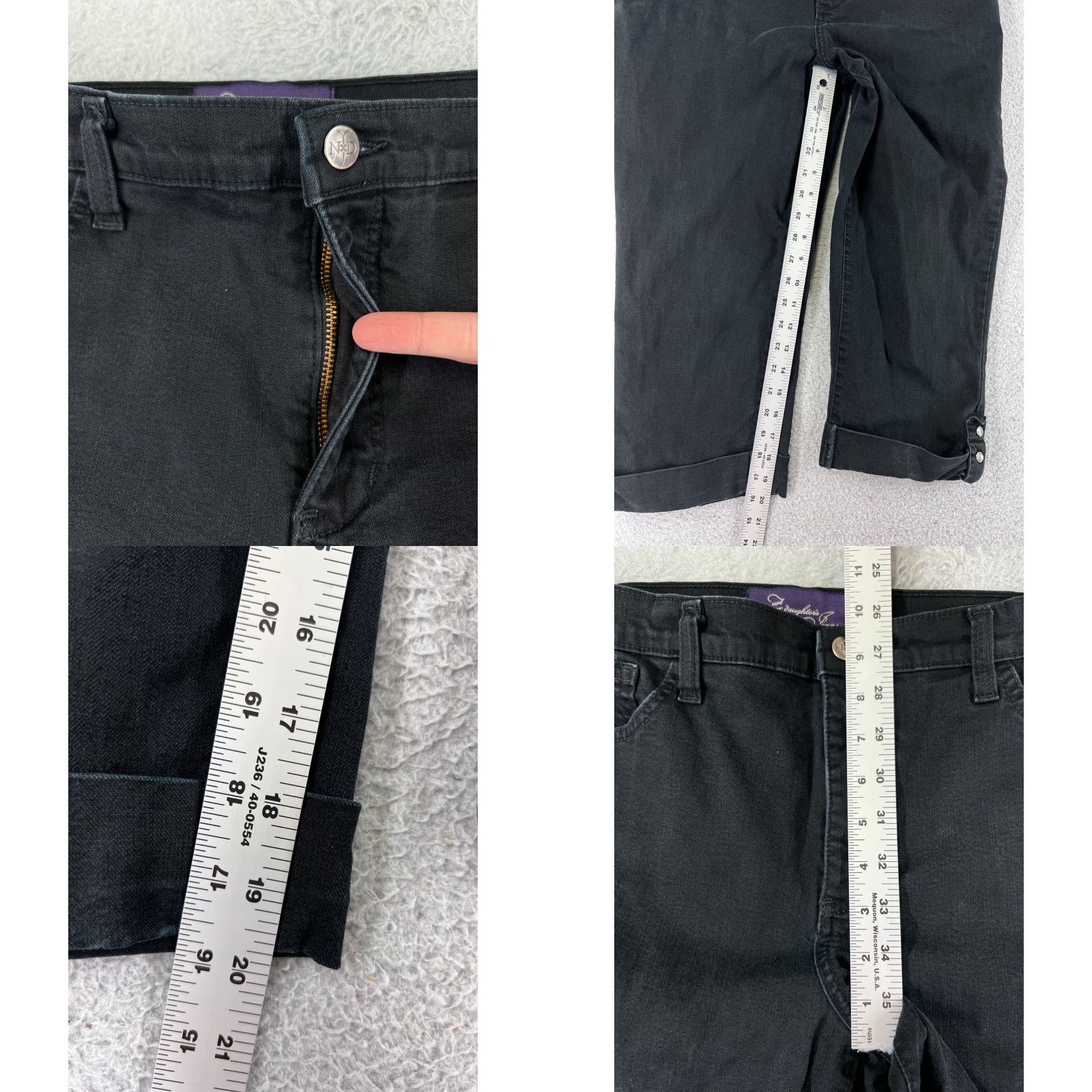 NYDJ NYDJ Not Your Daughters Jeans Capri Pants Womens 10 Black Cotton Blend 30x20 Denim Capri Jeans Vintage No N/A Size 32" / US 10 / IT 46 - 8 Thumbnail
