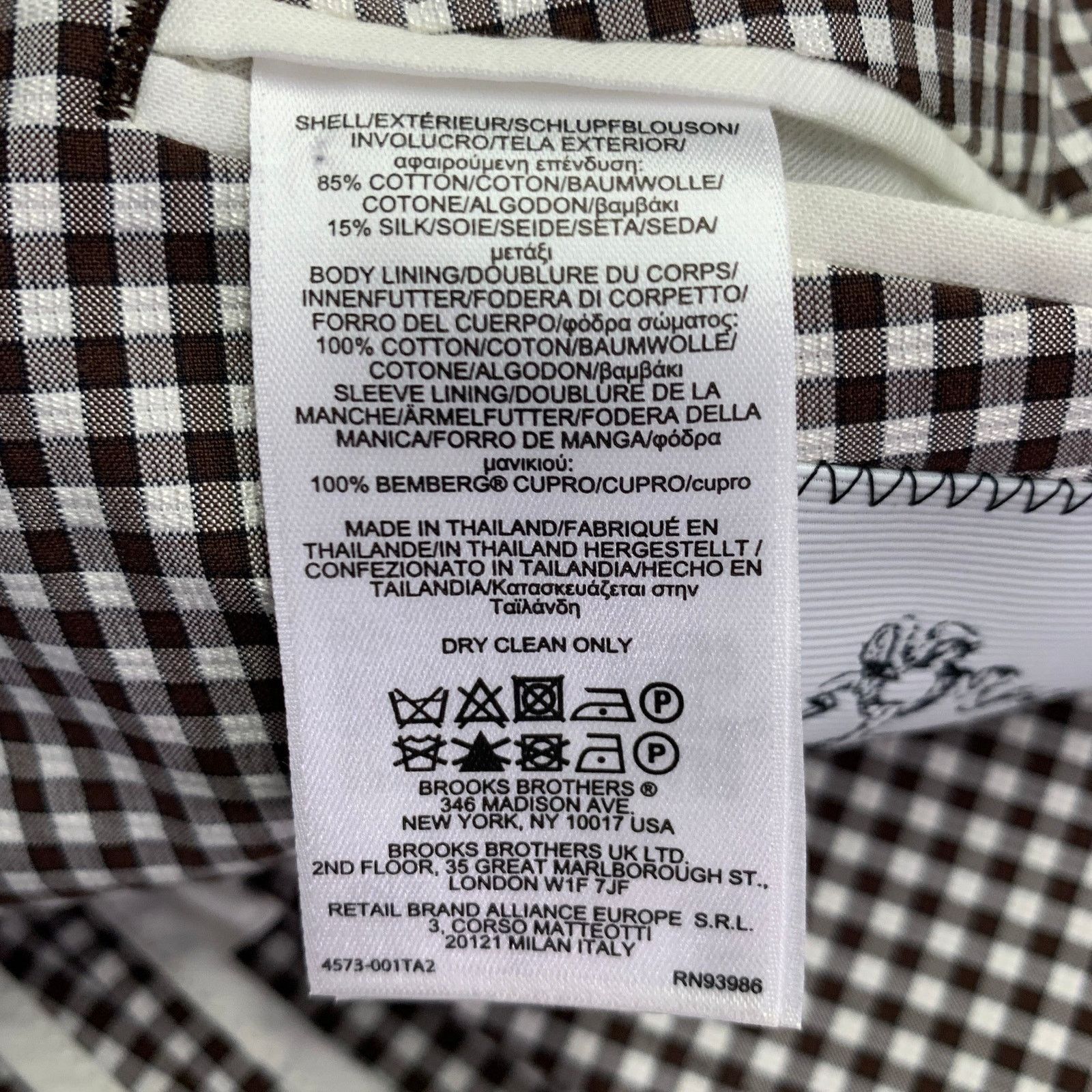Brooks Brothers Black Fleece BLACK FLEECE White Brown Checkered Cotton Silk Sport Coat Size 42R - 9 Thumbnail