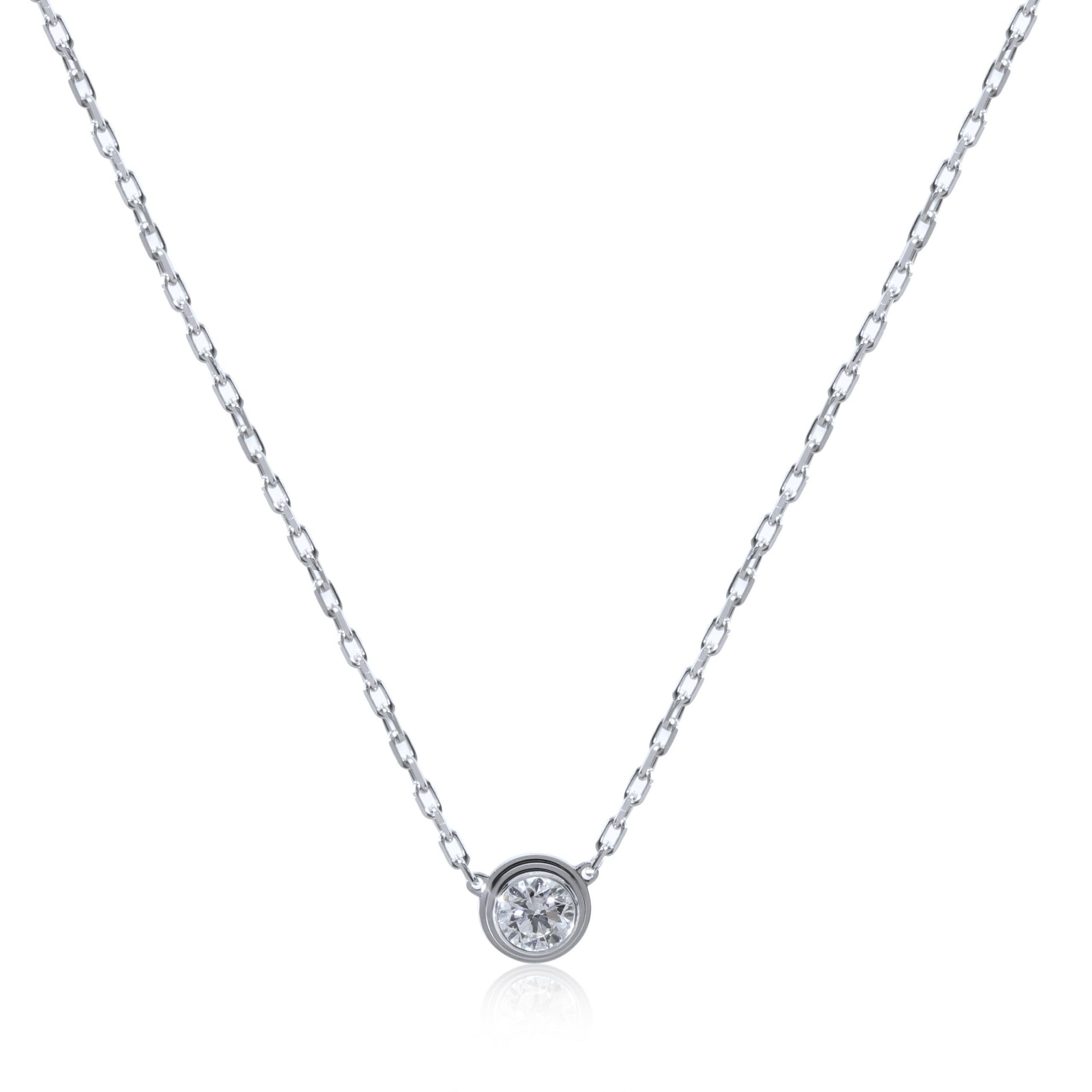 image of Cartier D Amour Diamond Solitaire Necklace In 18K White Gold 0.18 Ctw, Women's