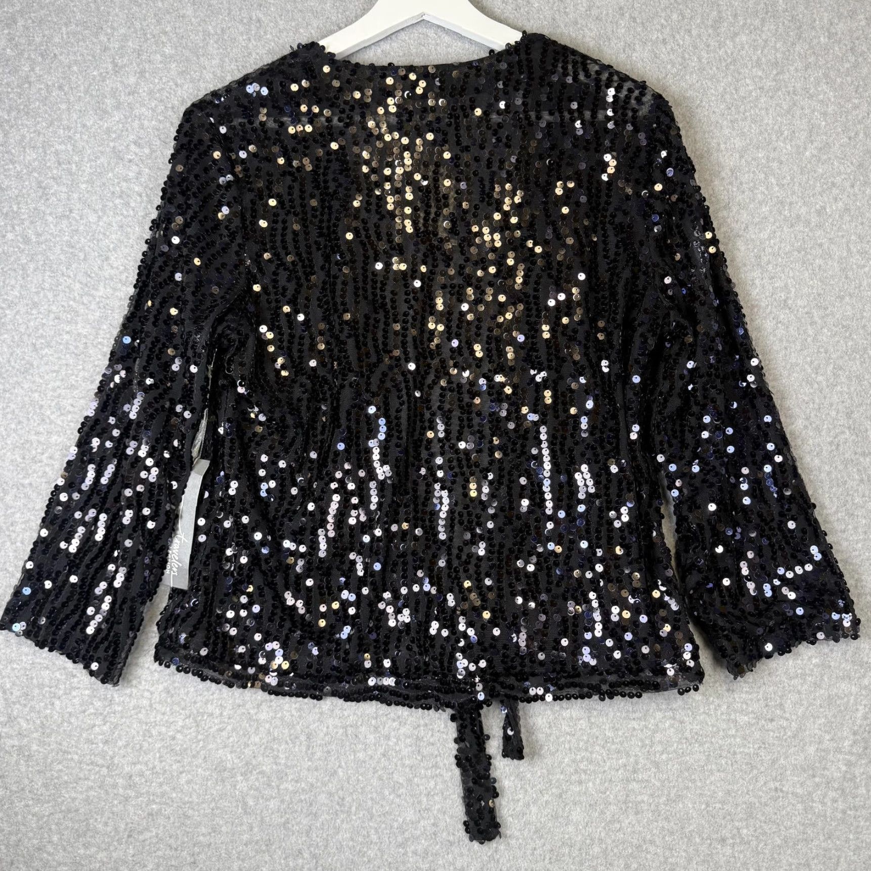 Vintage VINTAGE Chico's Women Jacket Black Ginger Sequins Medium M Traveler's Collection Womens Size M / US 6-8 / IT 42-44 - 6 Thumbnail