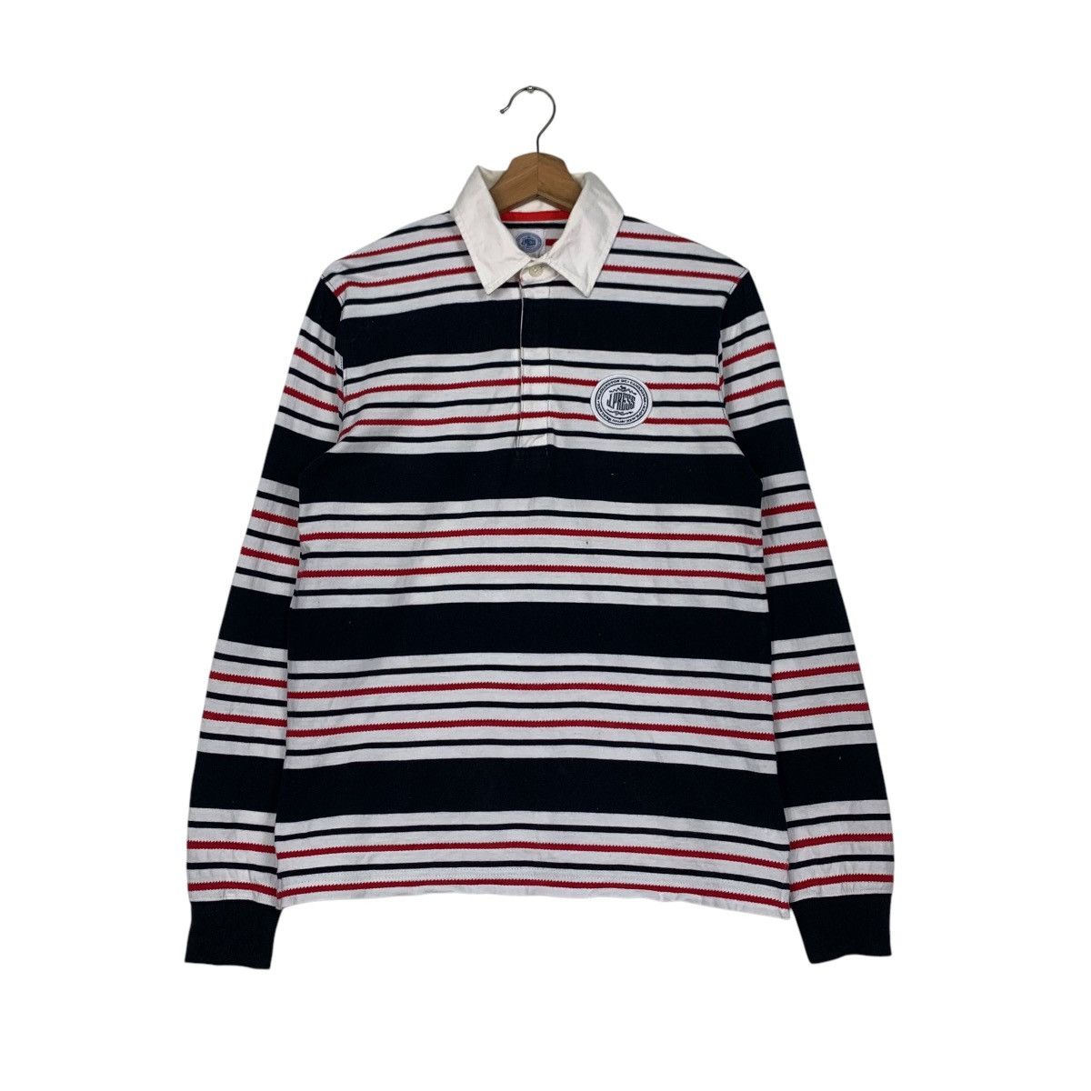 J. Press Vintage J. PRESS Striped Long Sleeve Polo Shirt #2846-C128 Size US S / EU 44-46 / 1 - 1 Thumbnail