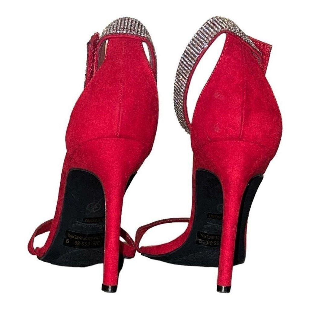 Other Anne Michelle Red Sandal Heels with Sparkly Ankle Strap Size US 9 / IT 39 - 4 Thumbnail