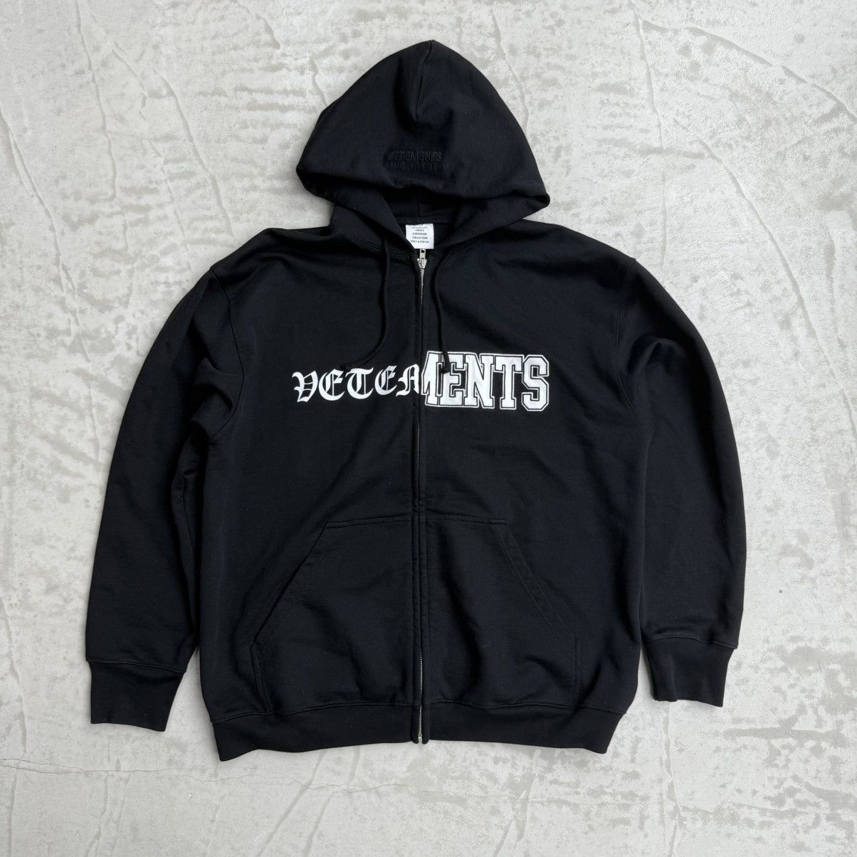 Vetements Vetements Vertical Cut Up Logo Zip Up Hoodie | Grailed