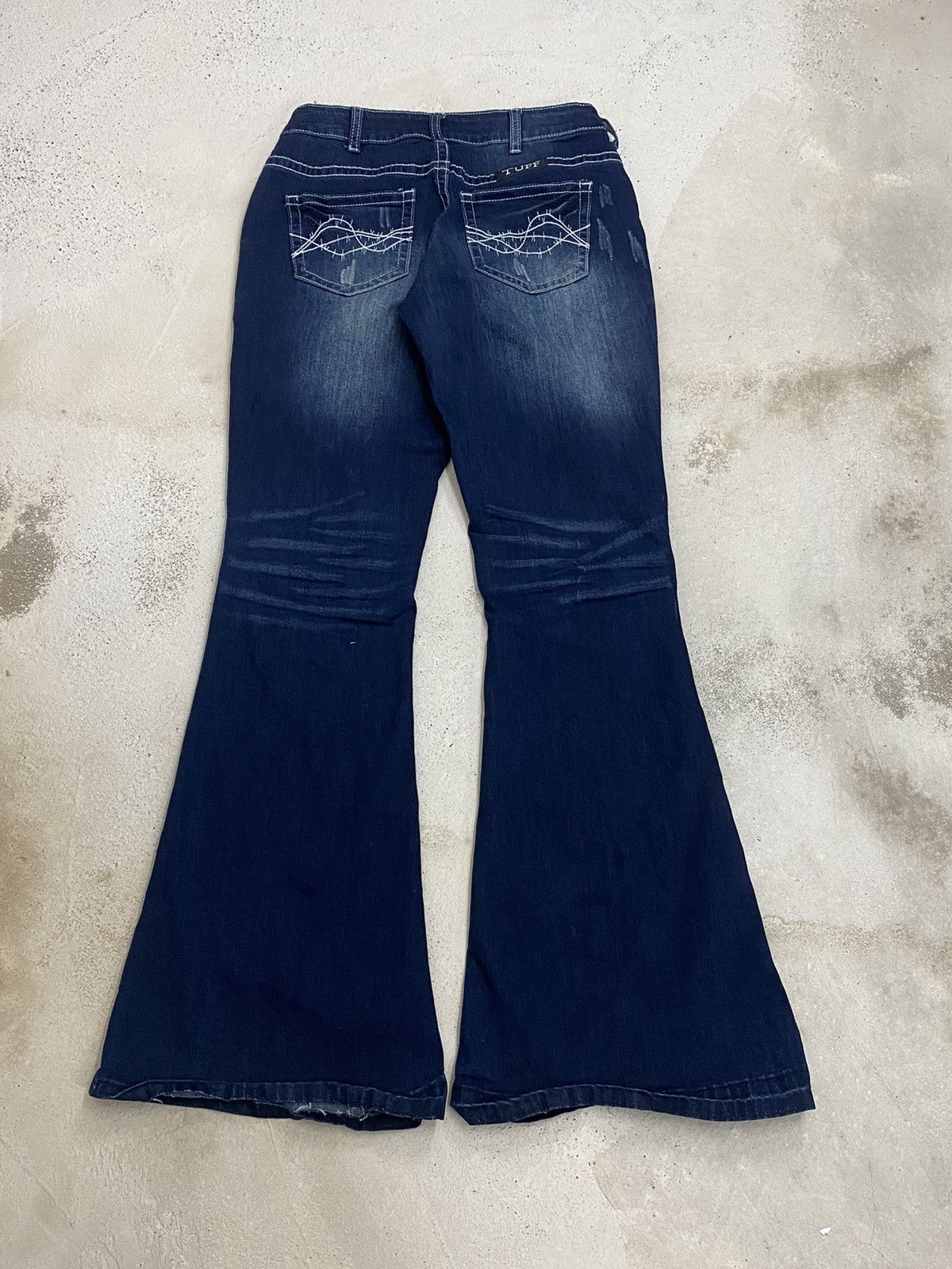 Japanese Brand × Le Grande Bleu (L.G.B.) × Tornado Mart Flare Cowgirl Tuff Jean Blue Washed Whisker Distressed Size US 26 / EU 42 - 9 Thumbnail