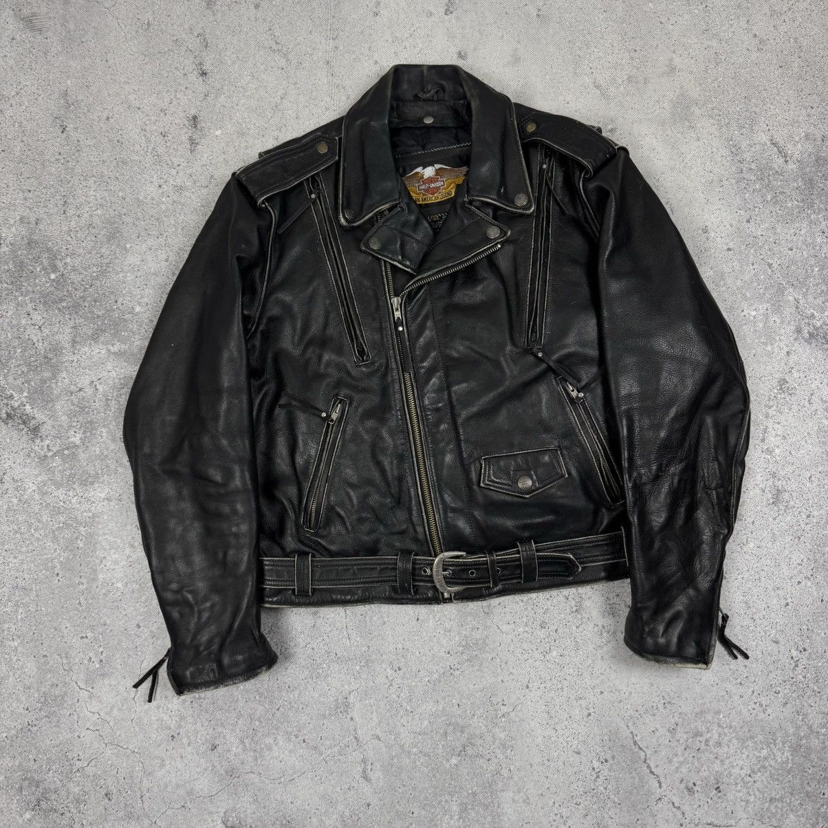 Harley Davidson × Vintage Harley Davidson Vintage Motorcycle Biker Leather Jacket Size US XL / EU 56 / 4 - 1 Thumbnail