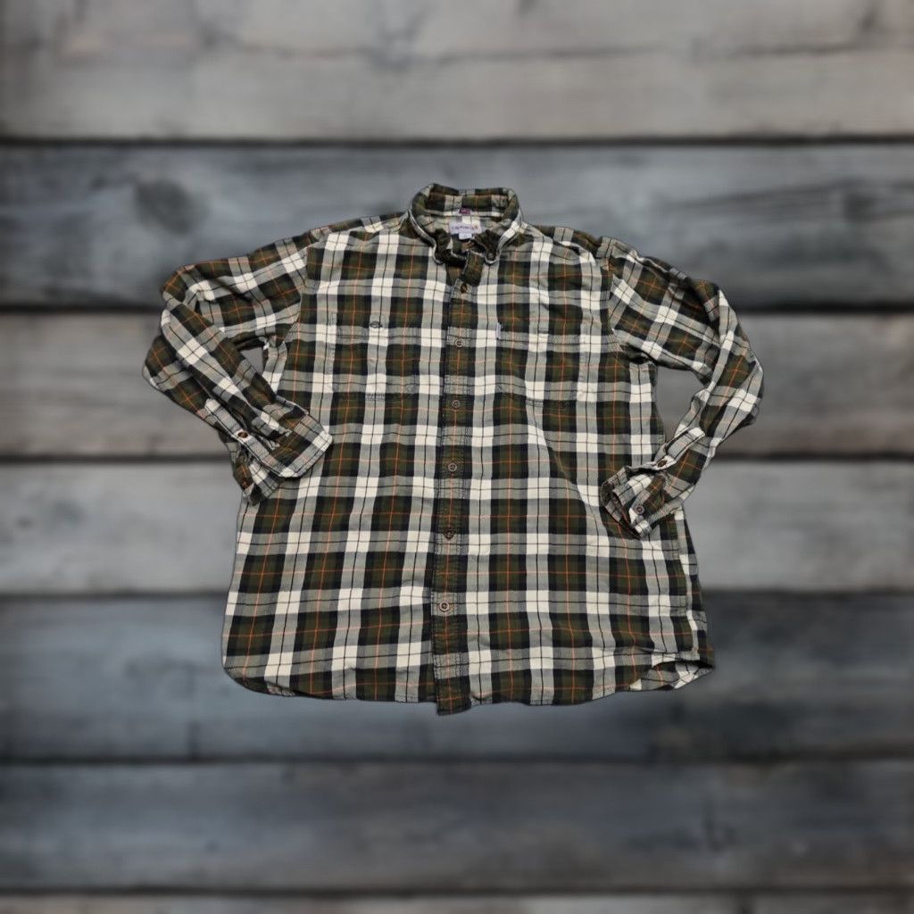 Carhartt Carhartt Shirt Mens Medium Brown Trumball Flannal Plaid Button-Front Workwear Cotton Canvas Button-Up Casual Mens 90s USA Model Sportsman | Carhartt Size US L / EU 52-54 / 3 - 1 Thumbnail