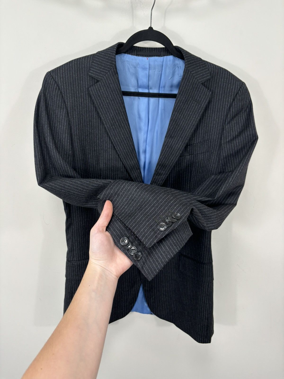 Suitsupply Suitsupply Men’s Pinstripe Gray 2-Buttons Wool Blazer Jacket Size 40L - 9 Thumbnail