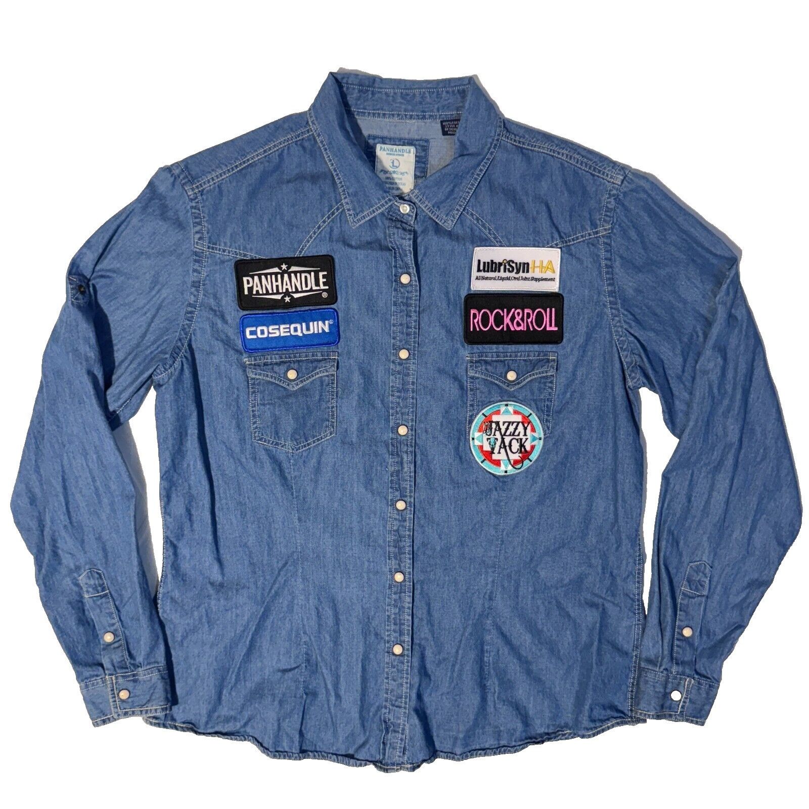 Panhandle Slim Panhandle Rough Stock Denim Western Pearl Snap Shirt - L Pac Size L / US 10 / IT 46 - 1 Thumbnail