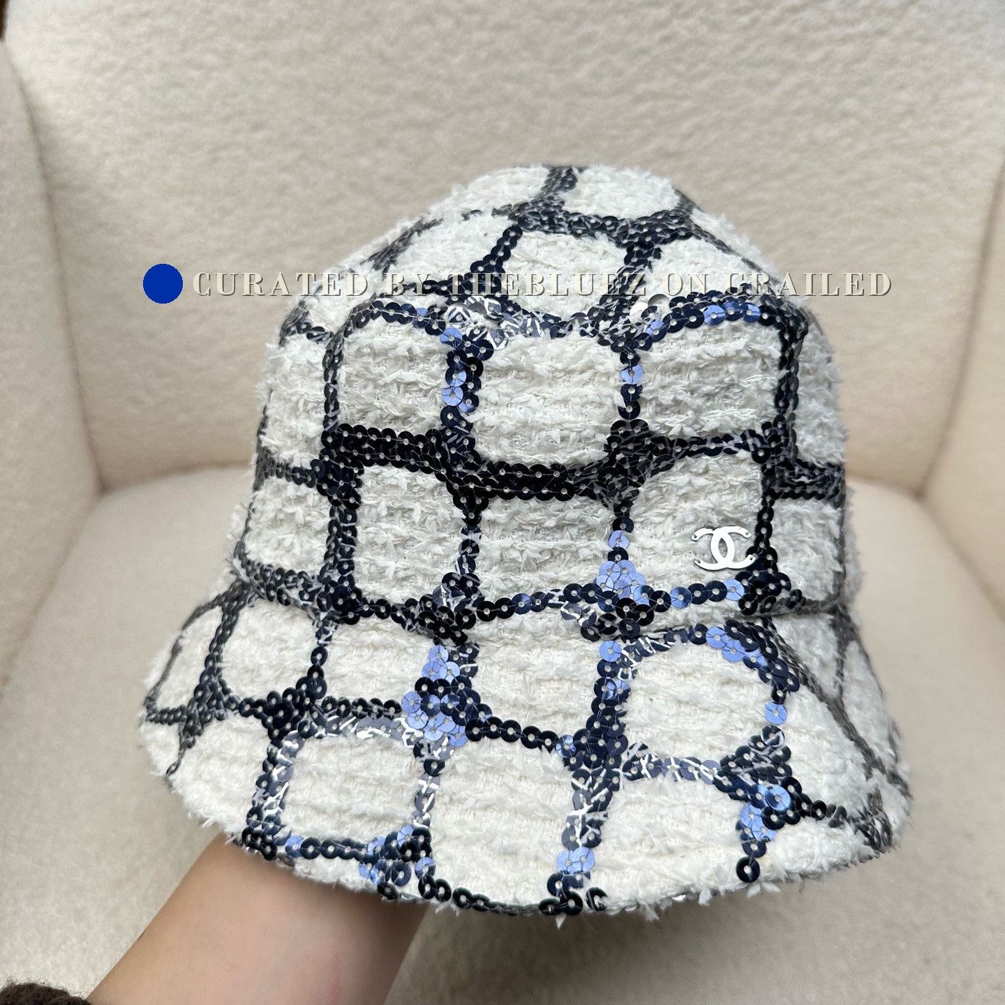 Chanel Chanel 23C Blue Sequin Silver CC Bucket Hat Size ONE SIZE - 1 Thumbnail