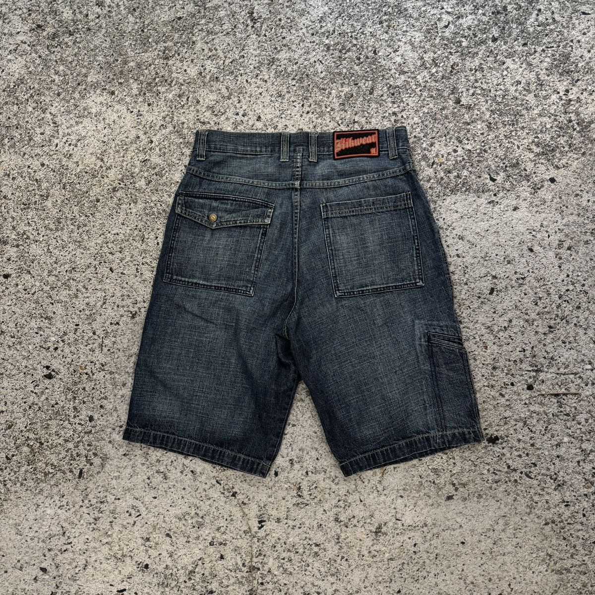 Vintage Y2K Kikwear Denim Cargo Pocket Shorts Grunge Jnco Skater Size US 34 / EU 50 - 2 Thumbnail