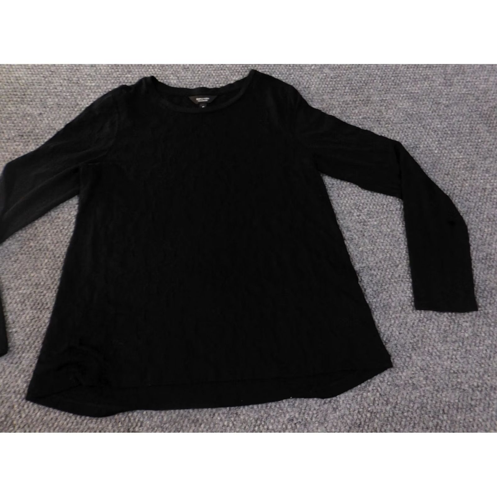 Vintage Simply Vera Vera Wang Blouse Shirt Womens M Black Crew Neck 3/4 Sleeve Knit Polyester Rayon Stretch Ruffle Casual Size M / US 6-8 / IT 42-44 - 3 Thumbnail