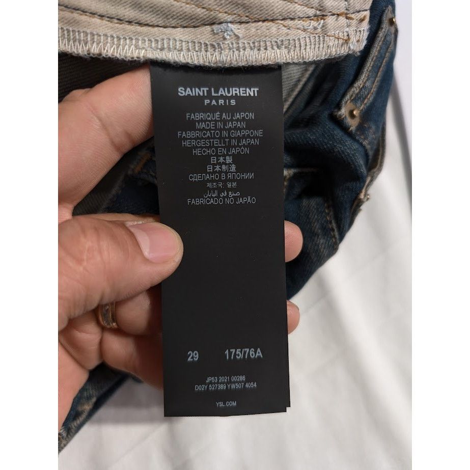 Saint Laurent Paris o1rshd1 Skinny 5 Pockets Low Pants in Winter Sky Blue Size US 29 - 15 Thumbnail