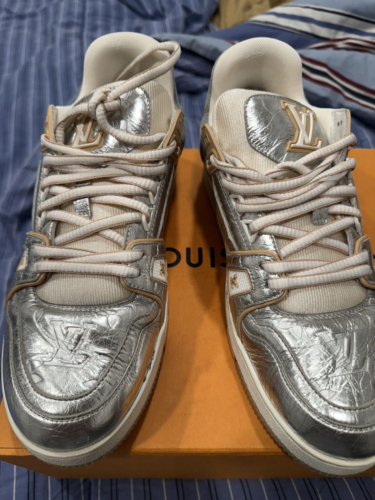 Louis Vuitton Louis Vuitton denim silver trainers men sneakers Size US 8.5 / EU 41-42 - 1 Thumbnail
