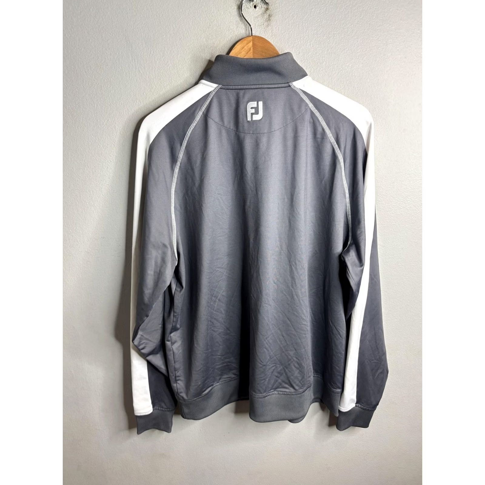 Footjoy FootJoy Pullover Mens L Gray White Colorblock Raglan 1/4 Zip Golf Mock Neck Size US L / EU 52-54 / 3 - 4 Thumbnail