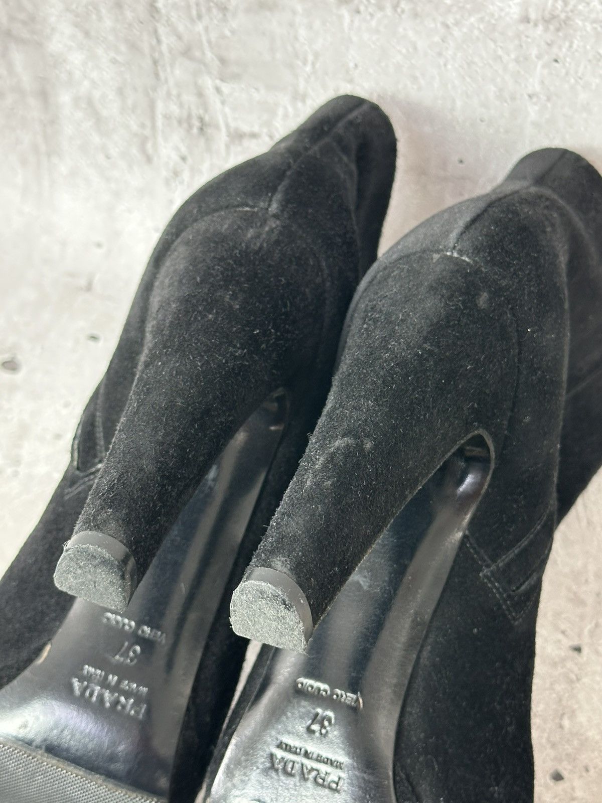 Prada Prada Black Suede High Heel Zip Made in Italy Ankle Booties Size US 7 / IT 37 - 20 Thumbnail
