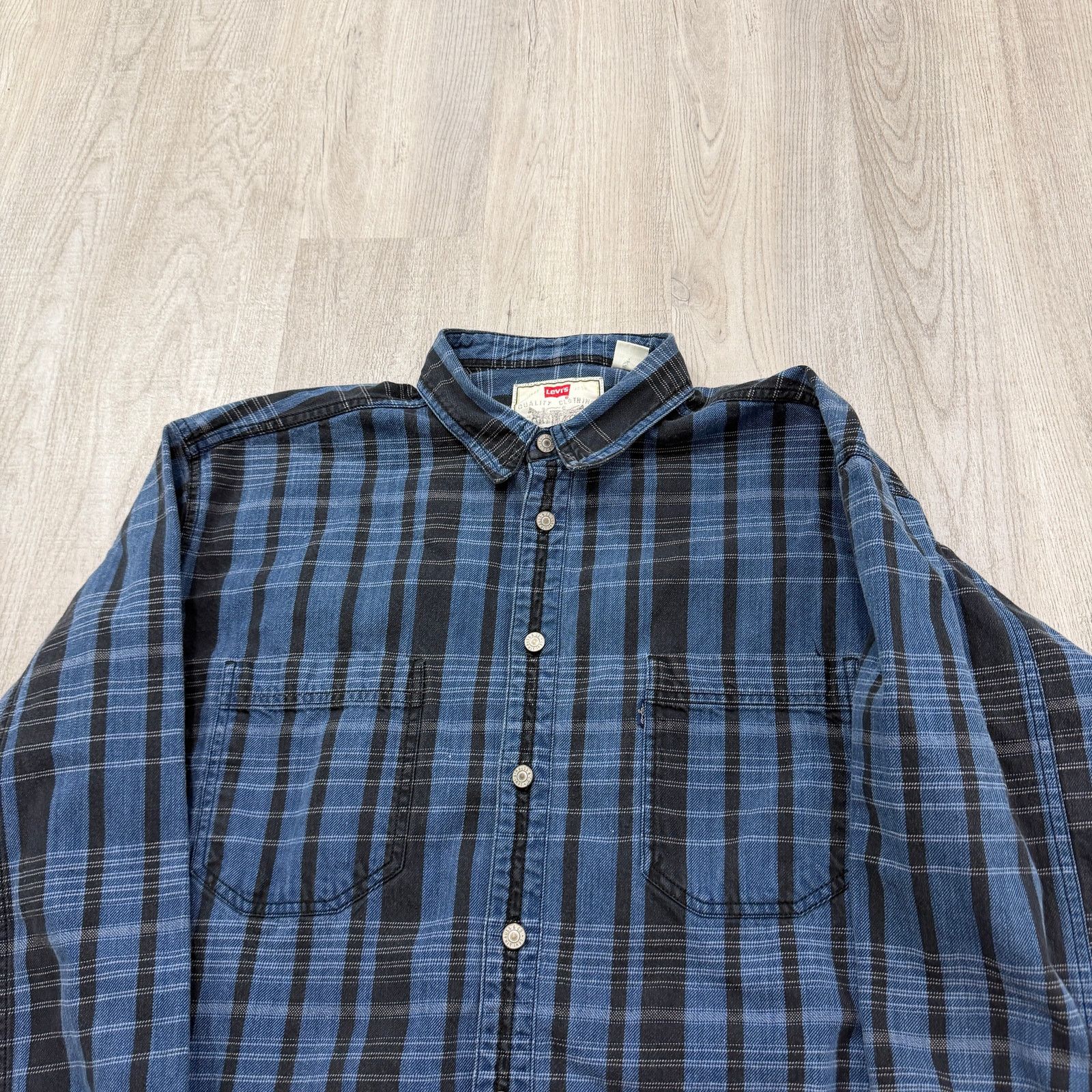 Levi's Vintage Levis Plaid Denim Button Shirt Extra Large 1996 Size US XL / EU 56 / 4 - 2 Thumbnail