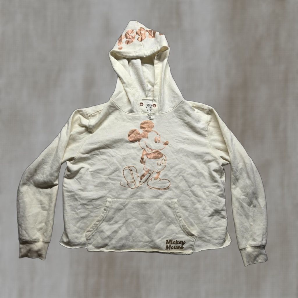 Disney Disney Mickey Mouse Crop Top Hoodie Sweatshirt Women’s XL Ivory Pullover Sweatshirt Disney Size XL / US 12-14 / IT 48-50 - 1 Thumbnail