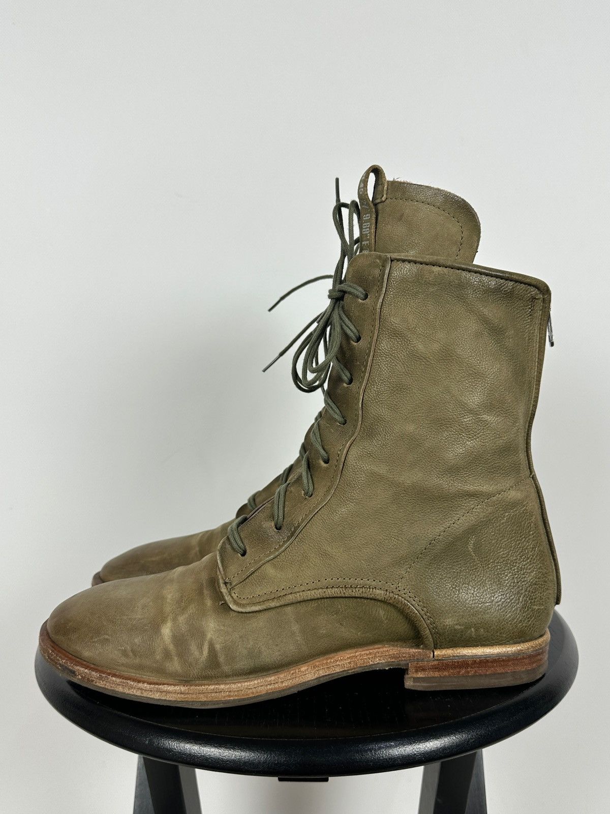 A.S.98 A.S.98. Airstep Olive Green Leather Back Zipper Ankle Boots Size US 11 / IT 41 - 3 Thumbnail