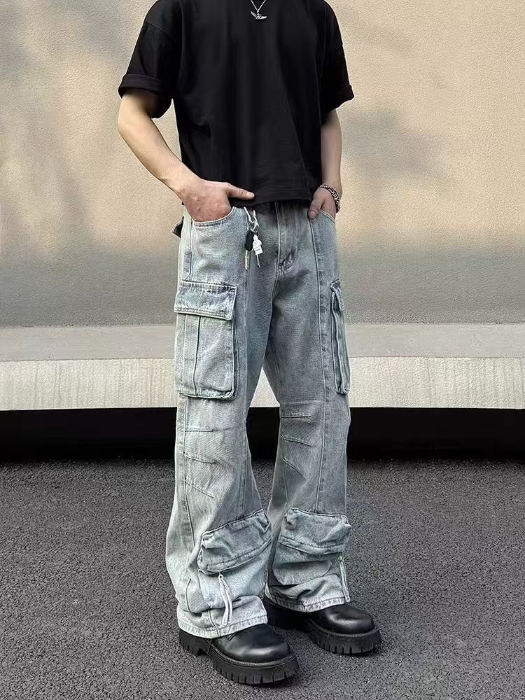 Japanese Brand × Jean High street washed workwear straight baggy wide leg jeans Size US 30 / EU 46 - 1 Thumbnail