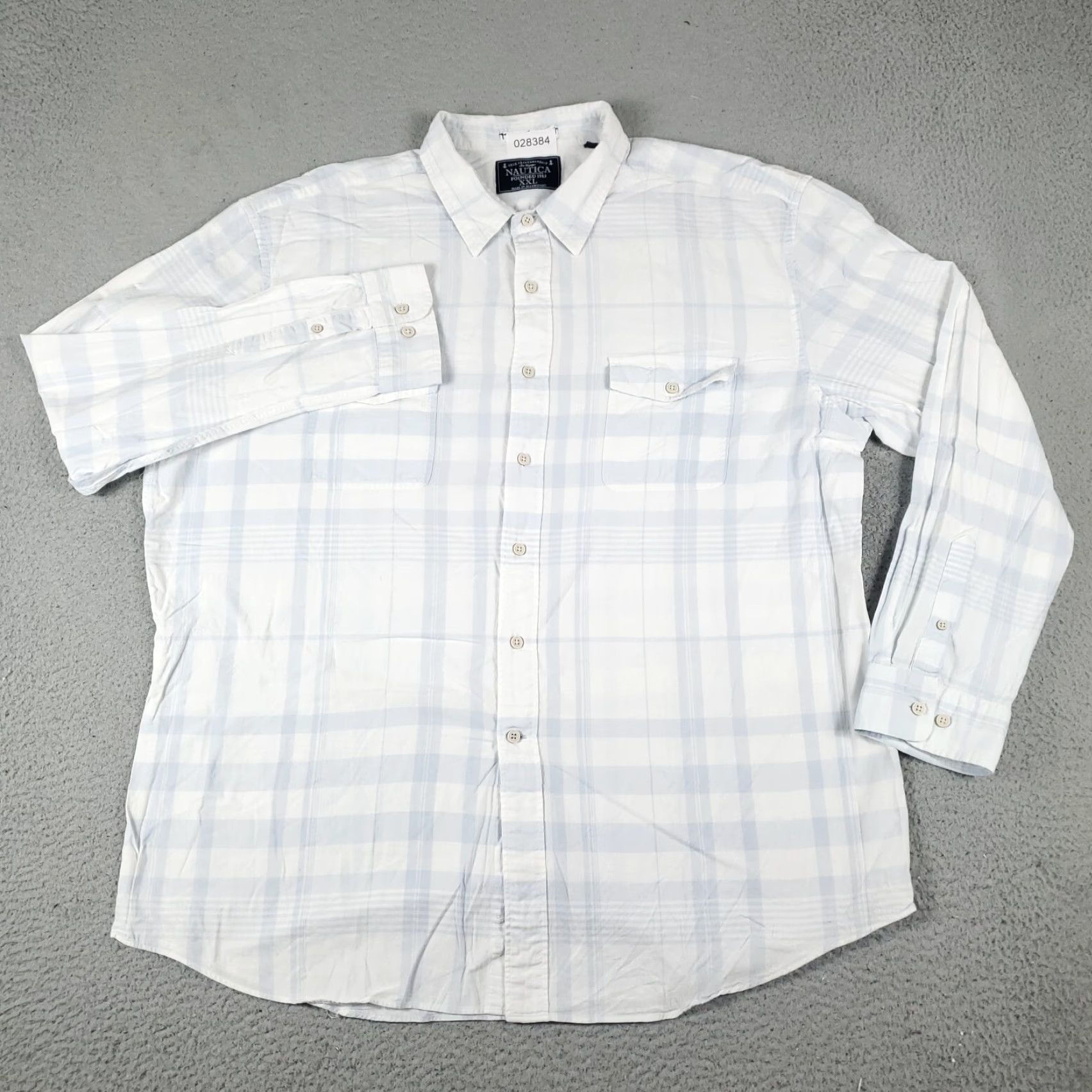 Nautica VINTAGE Nautica Shirt Mens Size 2XL Long Sleeve Plaid Button-Up Collared Cotton Blue White Casual Size US XXL / EU 58 / 5 - 2 Thumbnail