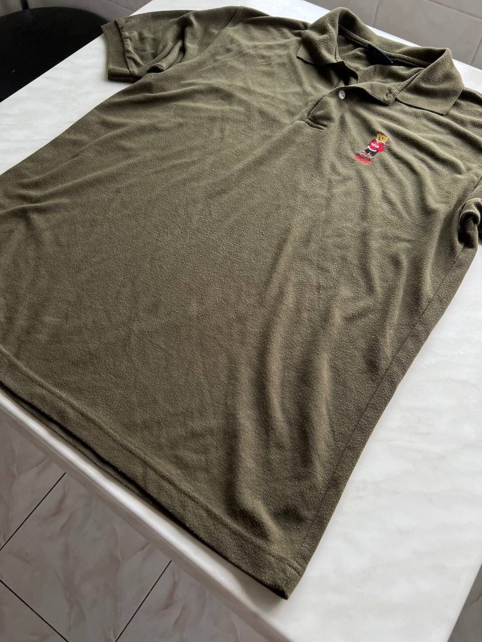 Vintage Vintage 90s Ralph Lauren Sport Bear Khaki Button T-Shirt Y2K Size US L / EU 52-54 / 3 - 5 Thumbnail