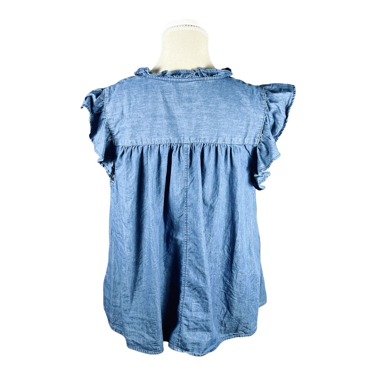 Other Chambray Flutter Sleeve Peasant Top Tassel Boho Coastal XS Size XS / US 0-2 / IT 36-38 - 5 Thumbnail