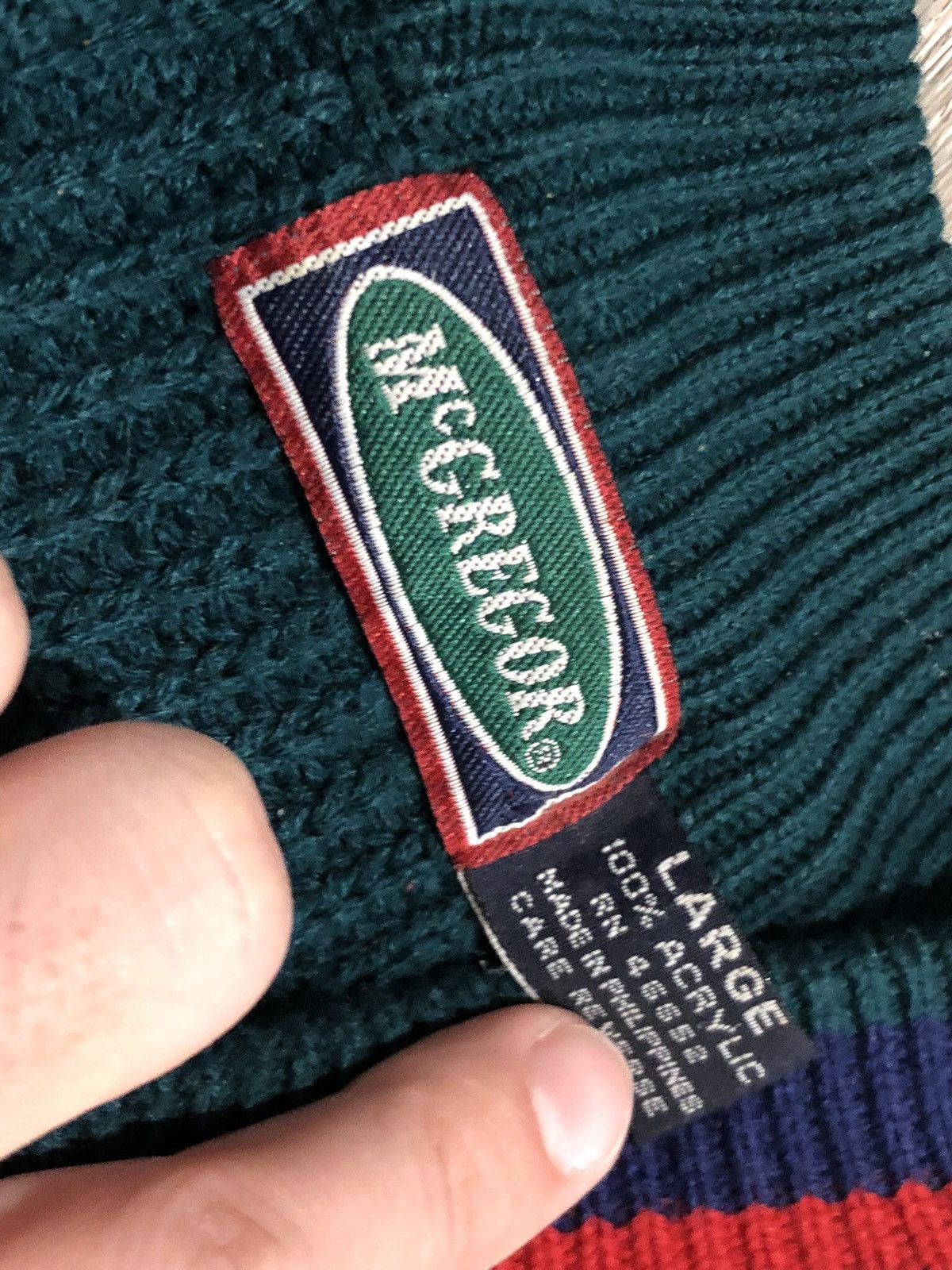 Vintage 90s McGregor Vneck Knit Sweater Size US L / EU 52-54 / 3 - 6 Thumbnail