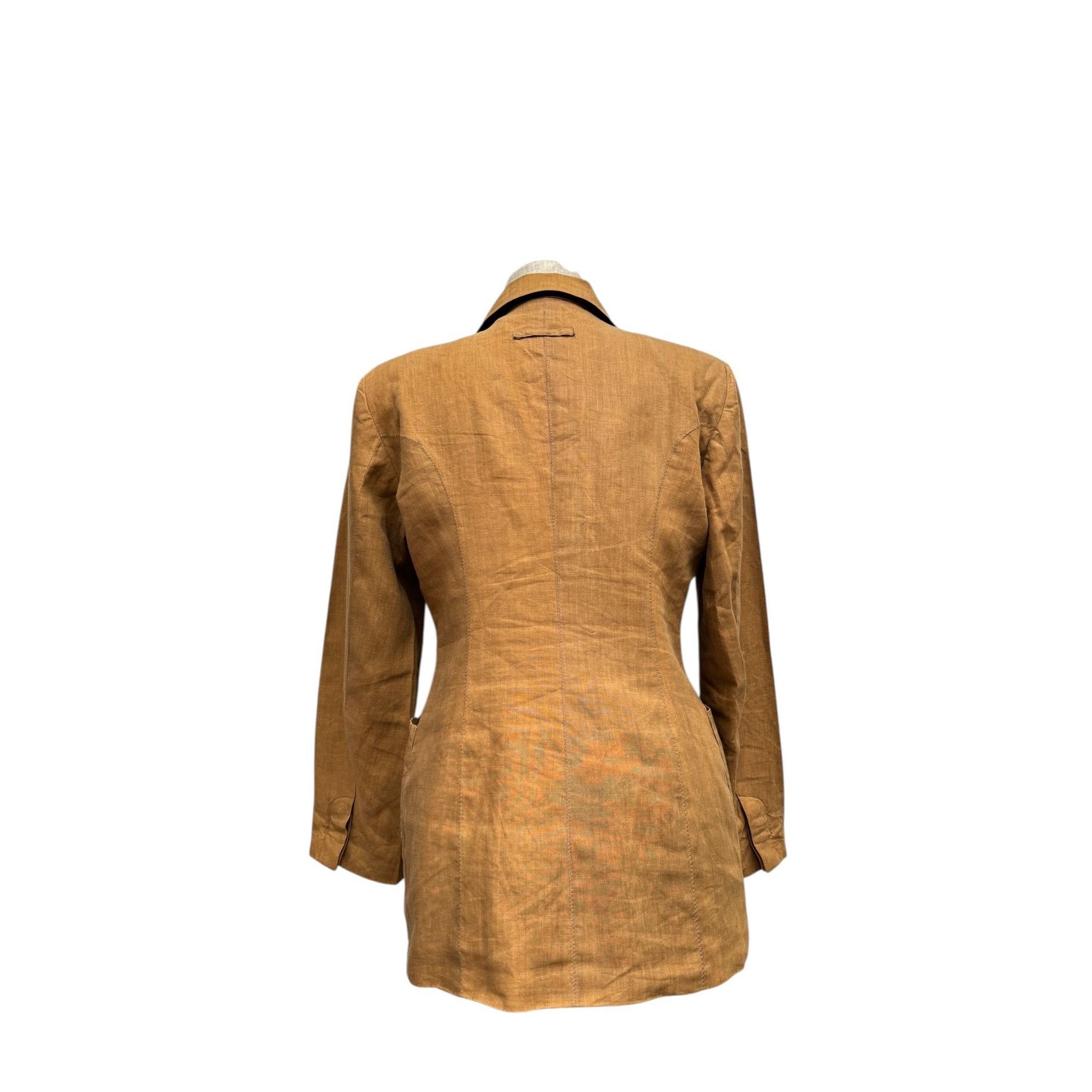 Jean Paul Gaultier 1990s Brown Linen Double-Breasted Blazer Size L / US 10 / IT 46 - 6 Thumbnail
