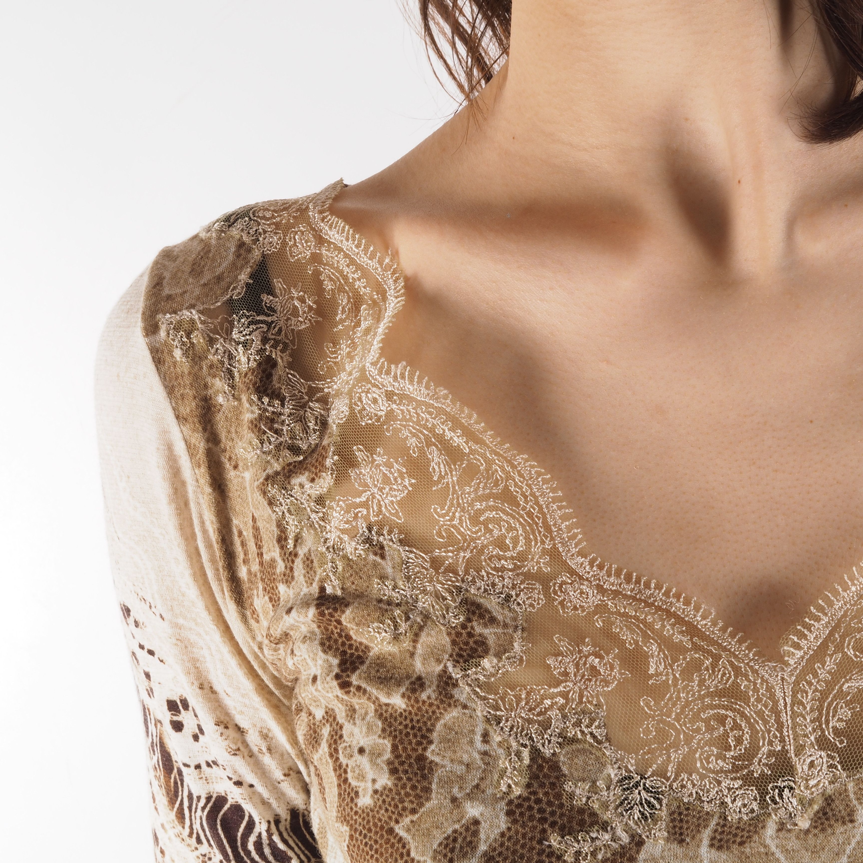 Roberto Cavalli Roberto Cavalli Class Vintage Floral Lace Top Blouse Size M / US 6-8 / IT 42-44 - 4 Thumbnail