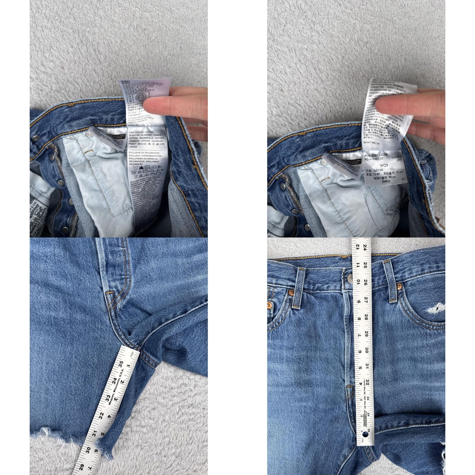 Levi's Levi's 501 Shorts Womens 29x6 Blue High Rise Button Fly Distressed Cut-Off Denim Shorts Size 29" - 8 Thumbnail